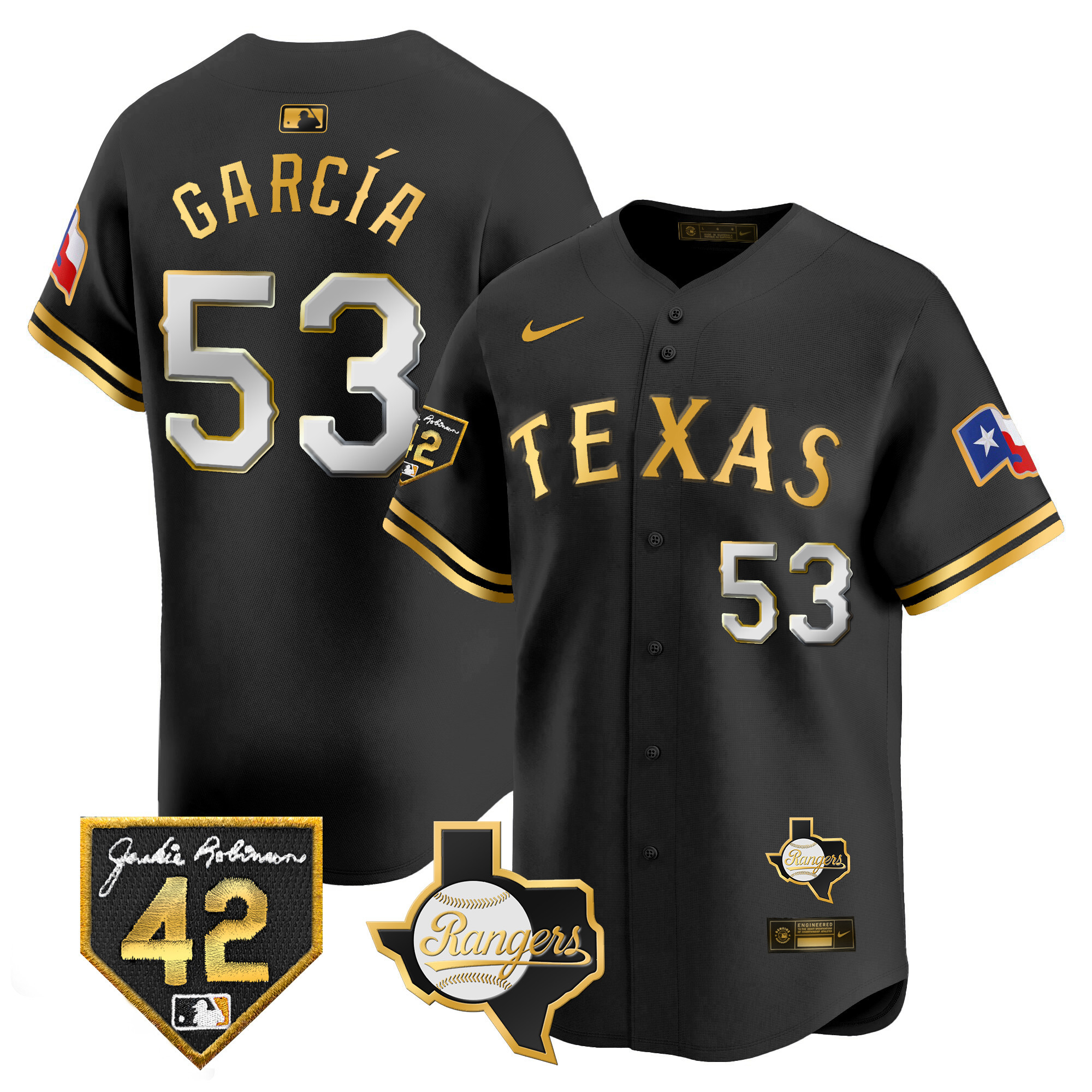Men's Texas Rangers 2024 Jackie Robinson Patch Vapor Premier Limited Jersey - All Stitched