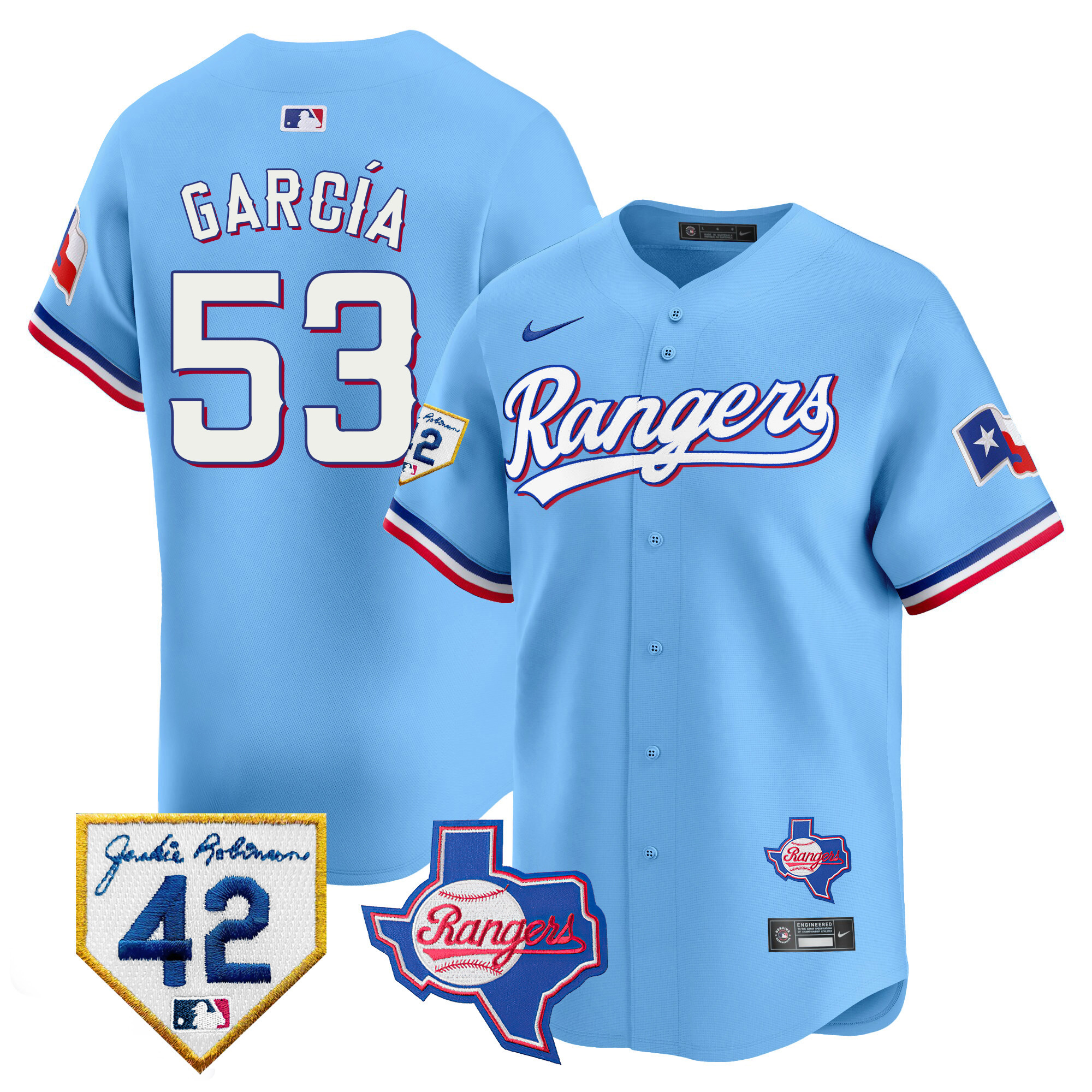 Men's Texas Rangers 2024 Jackie Robinson Patch Vapor Premier Limited Jersey - All Stitched