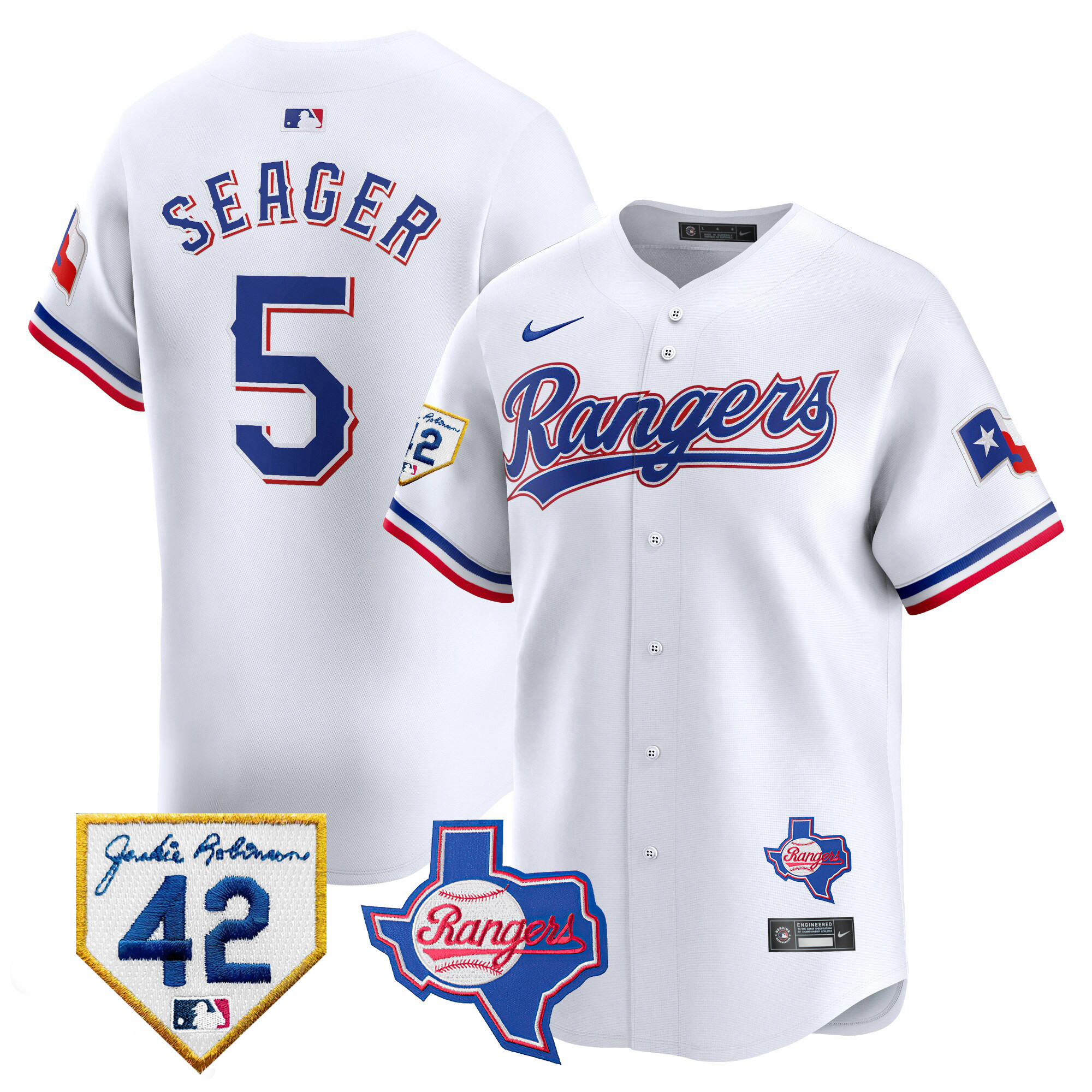 Men's Texas Rangers 2024 Jackie Robinson Patch Vapor Premier Limited Jersey - All Stitched