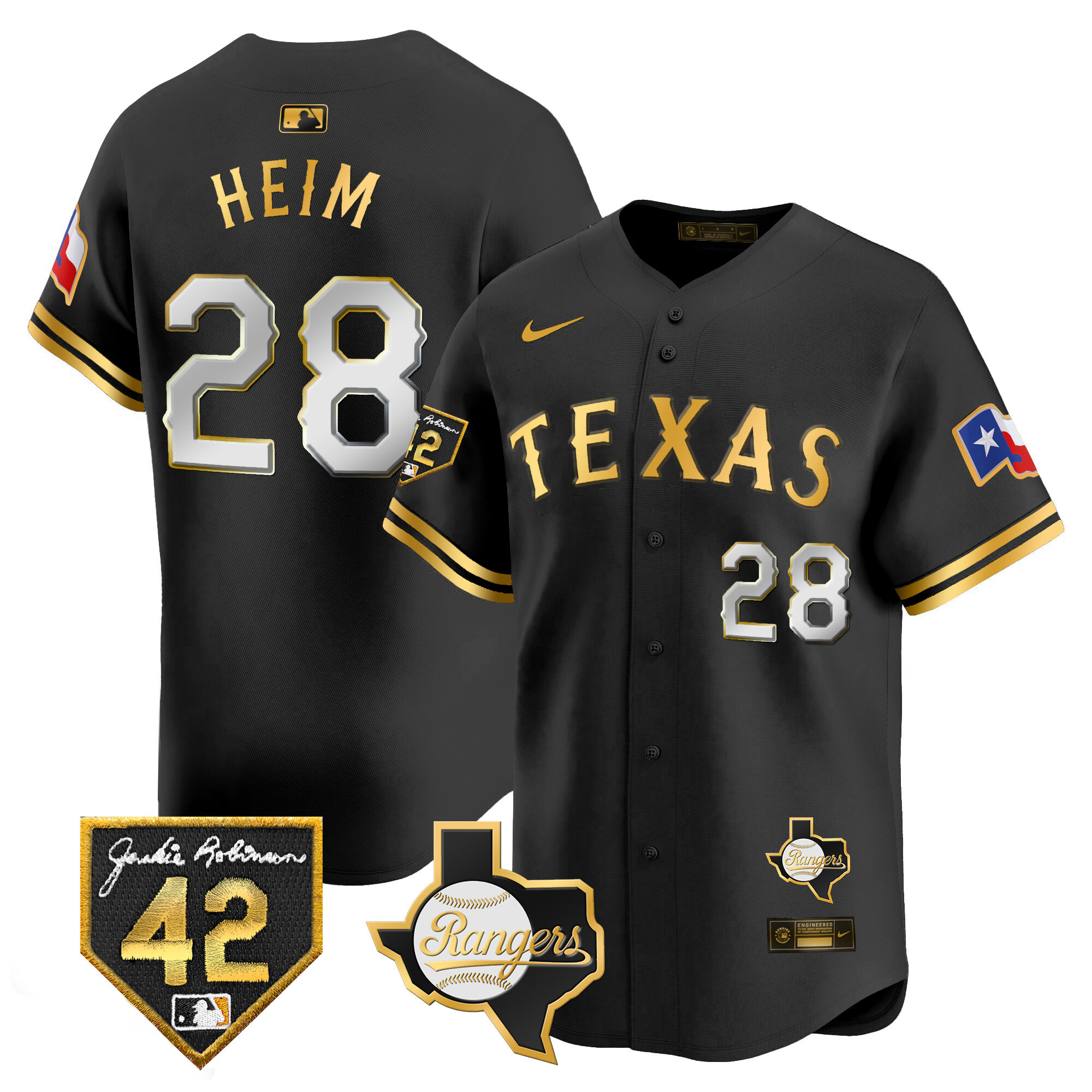 Men's Texas Rangers 2024 Jackie Robinson Patch Vapor Premier Limited Jersey - All Stitched