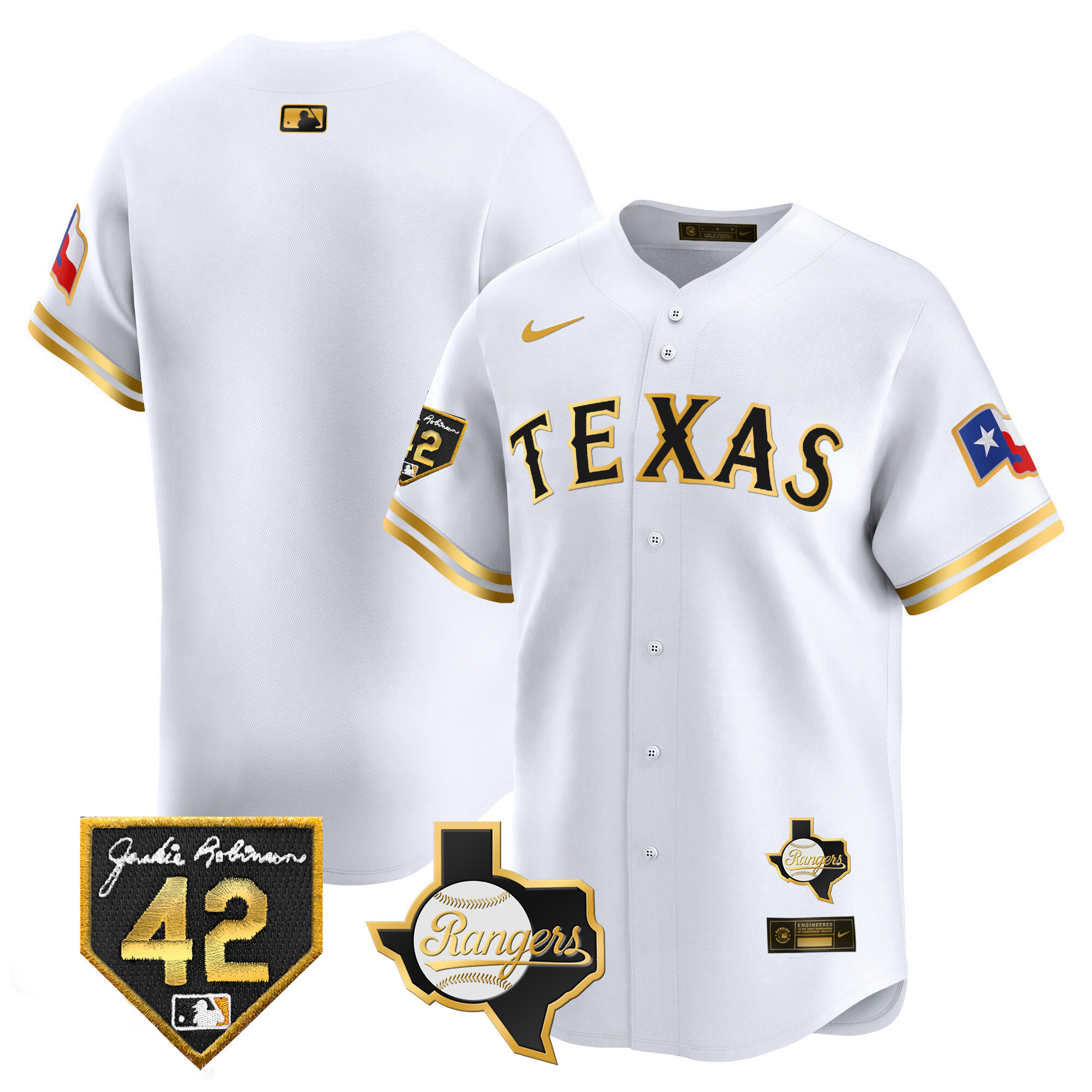 Men's Texas Rangers 2024 Jackie Robinson Patch Vapor Premier Limited Jersey - All Stitched