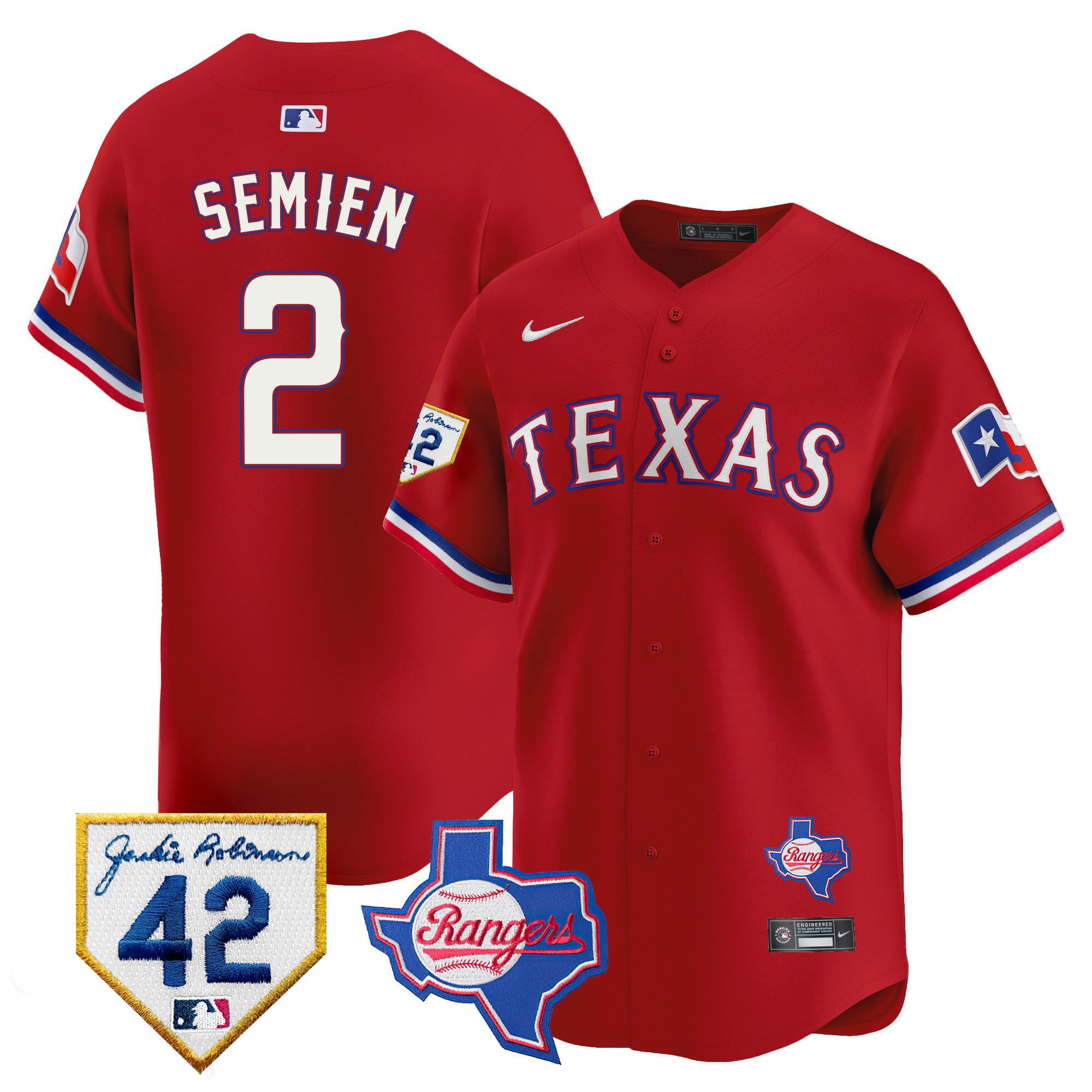 Men's Texas Rangers 2024 Jackie Robinson Patch Vapor Premier Limited Jersey - All Stitched