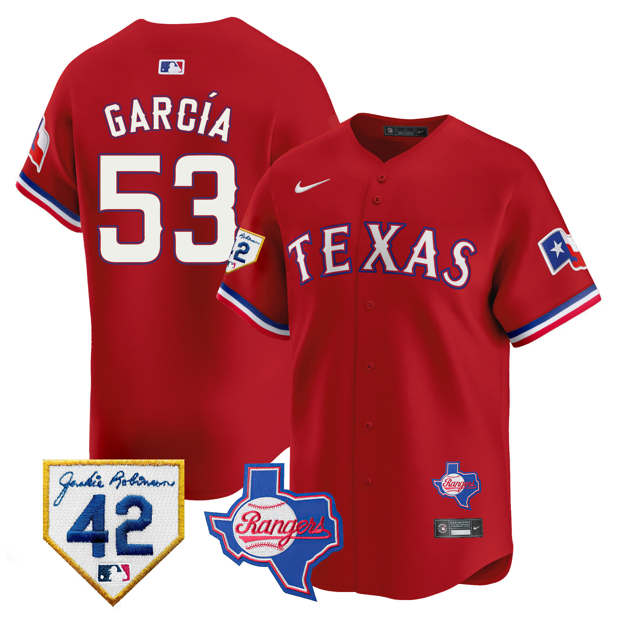 Men's Texas Rangers 2024 Jackie Robinson Patch Vapor Premier Limited Jersey - All Stitched