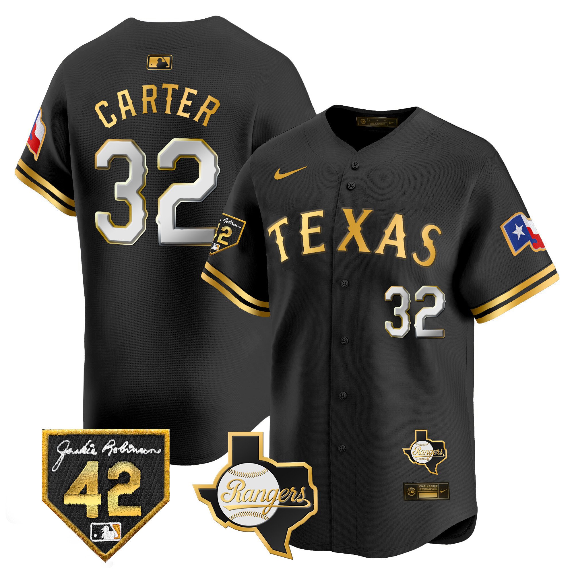 Men's Texas Rangers 2024 Jackie Robinson Patch Vapor Premier Limited Jersey - All Stitched