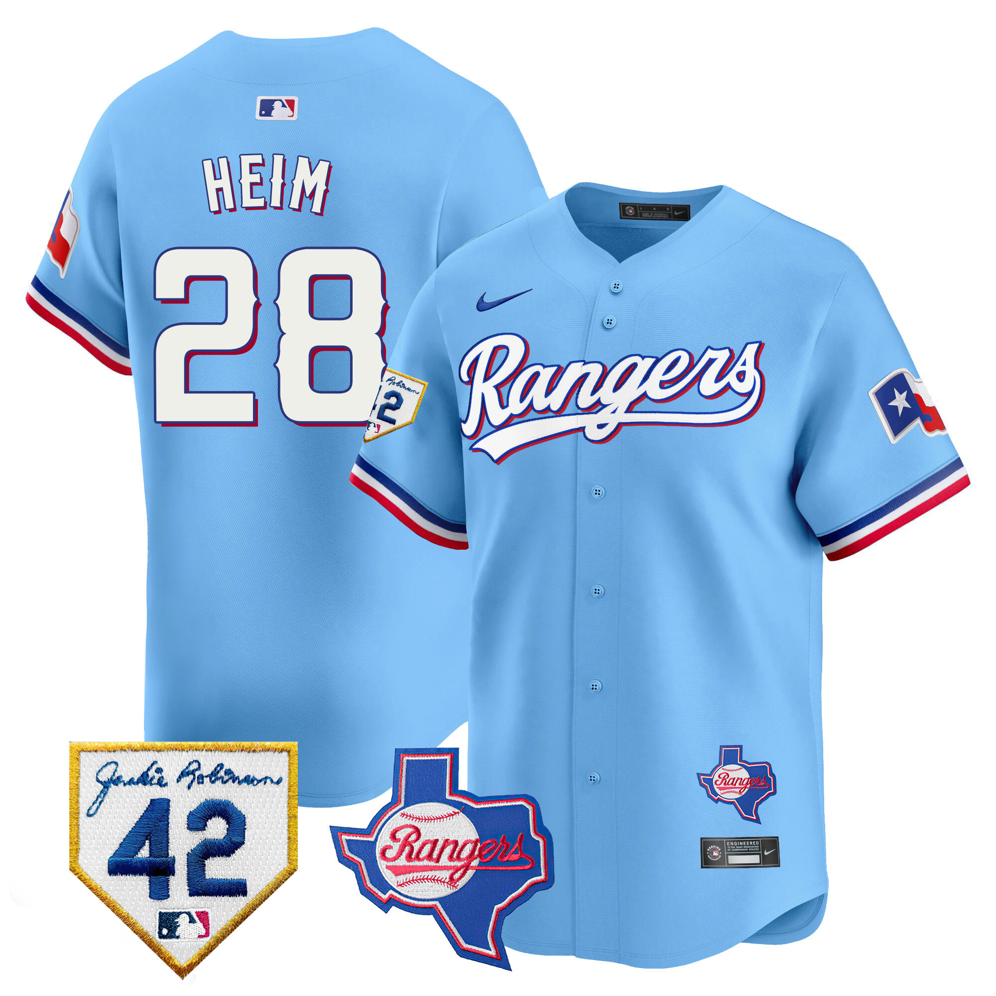 Men's Texas Rangers 2024 Jackie Robinson Patch Vapor Premier Limited Jersey - All Stitched