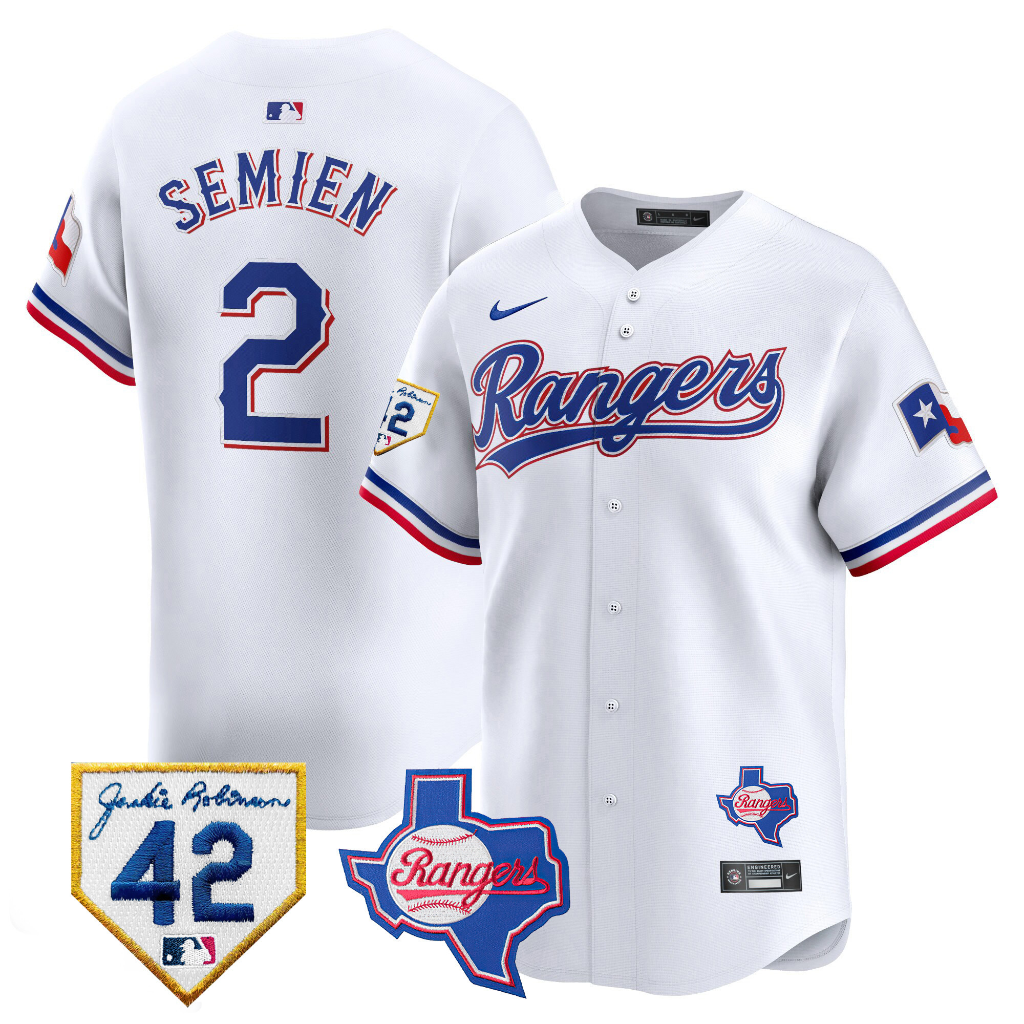 Men's Texas Rangers 2024 Jackie Robinson Patch Vapor Premier Limited Jersey - All Stitched