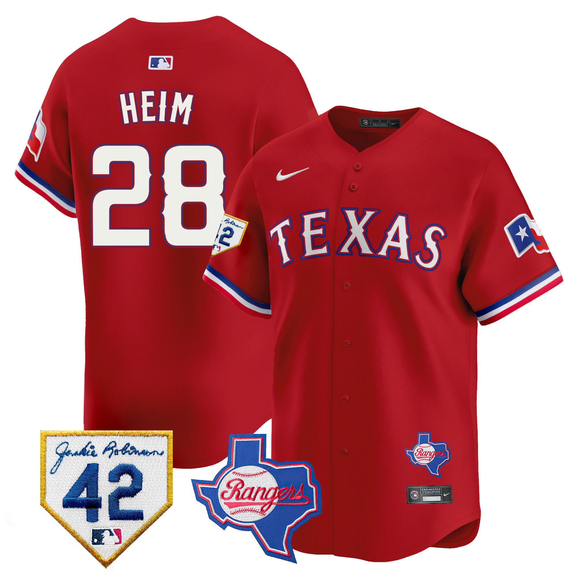 Men's Texas Rangers 2024 Jackie Robinson Patch Vapor Premier Limited Jersey - All Stitched