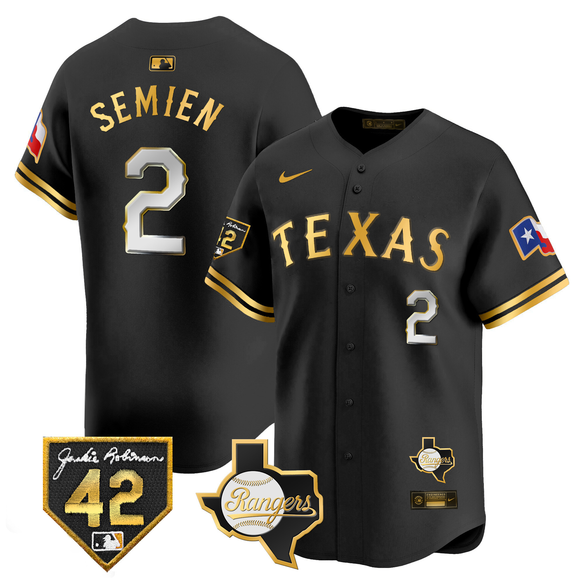 Men's Texas Rangers 2024 Jackie Robinson Patch Vapor Premier Limited Jersey - All Stitched