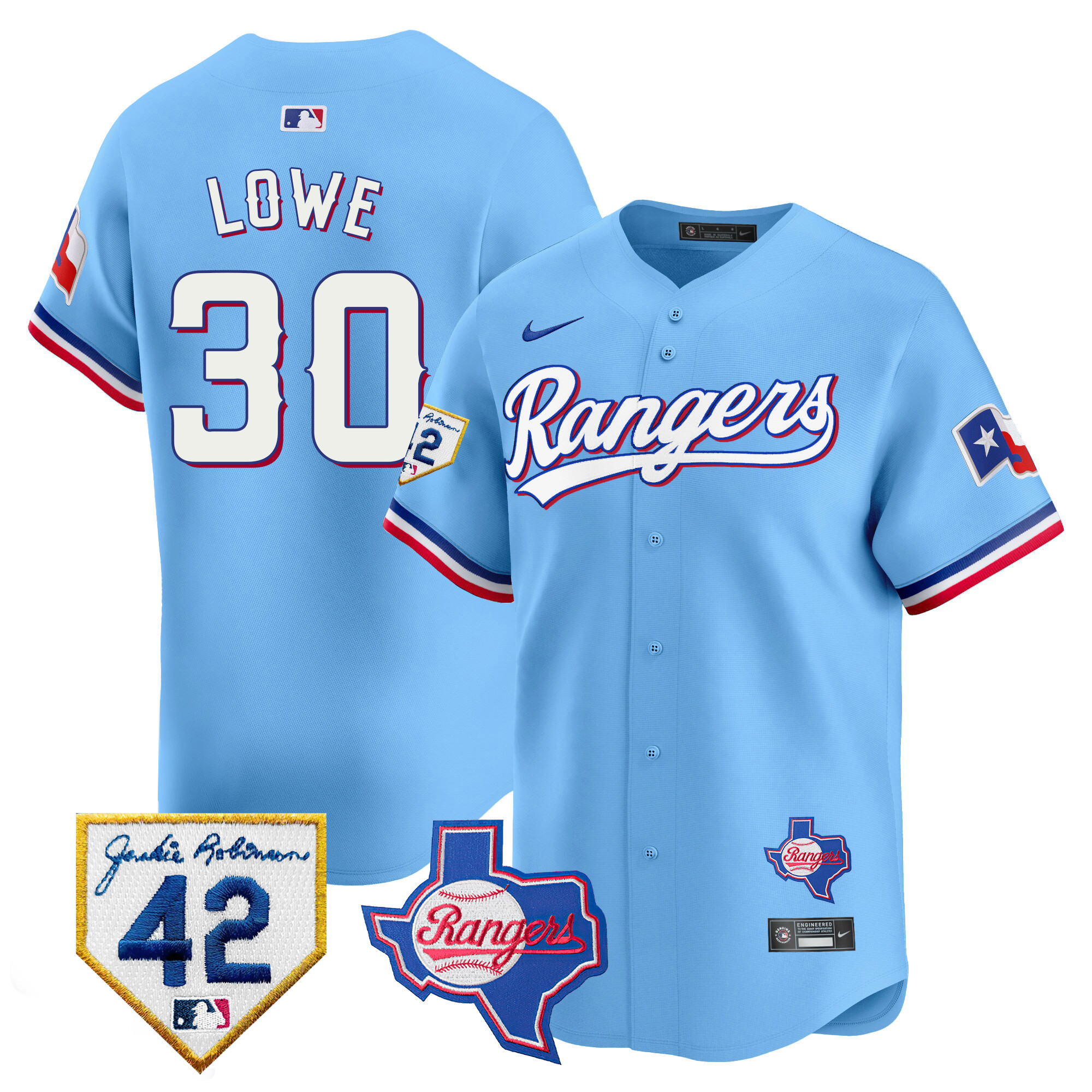Men's Texas Rangers 2024 Jackie Robinson Patch Vapor Premier Limited Jersey - All Stitched
