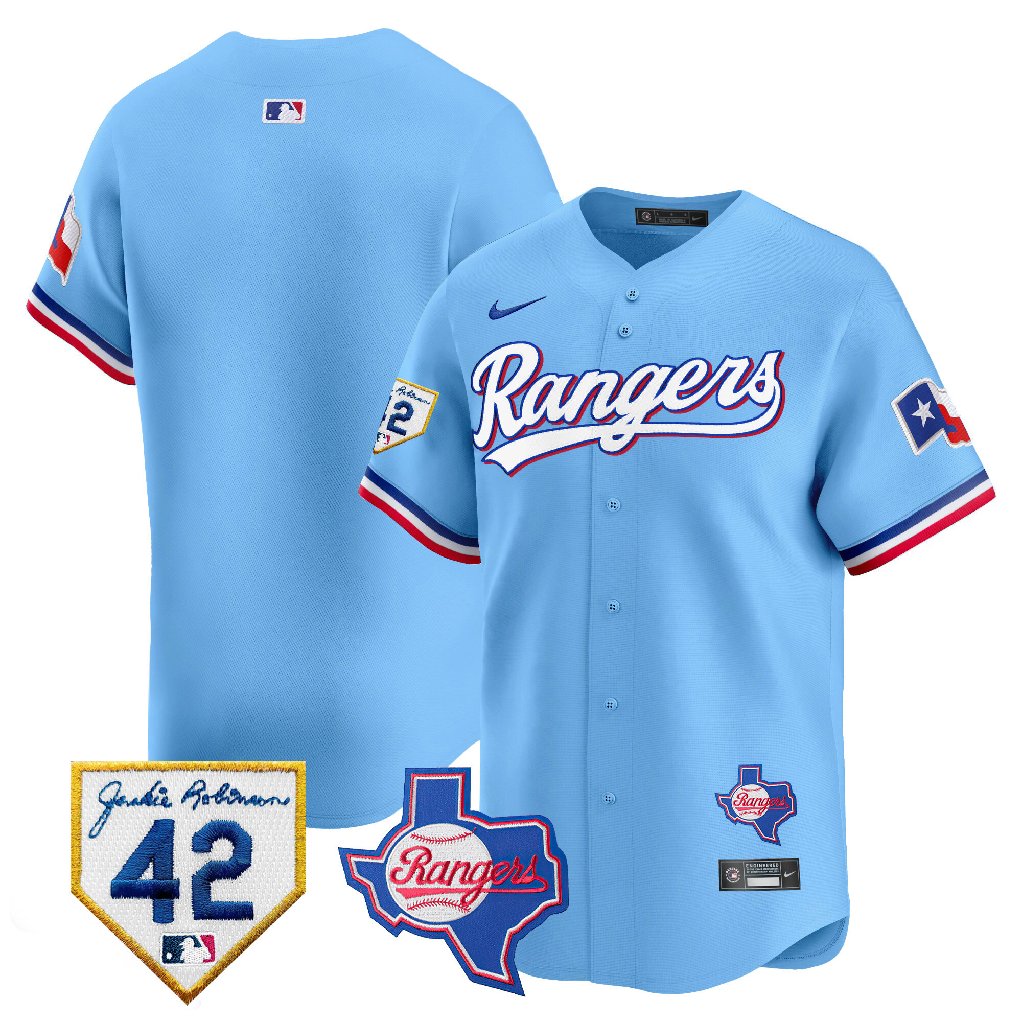 Men's Texas Rangers 2024 Jackie Robinson Patch Vapor Premier Limited Jersey - All Stitched