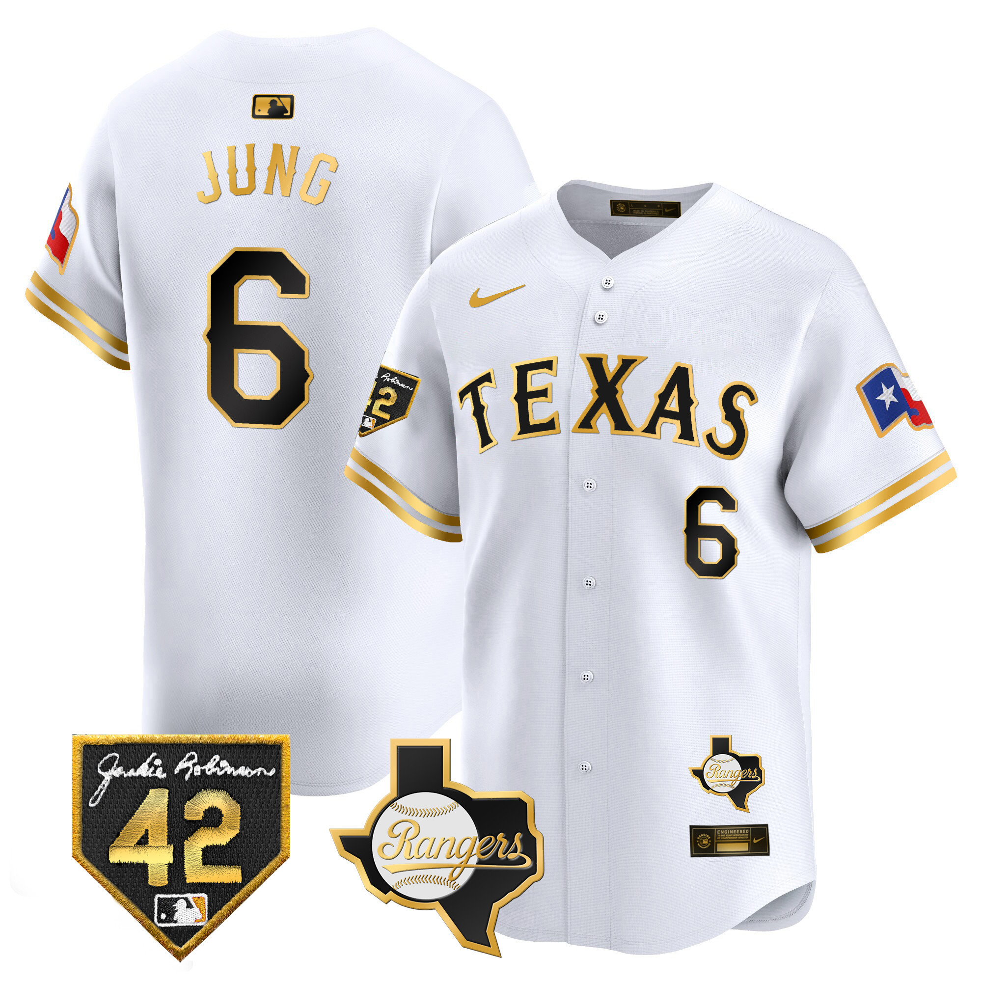 Men's Texas Rangers 2024 Jackie Robinson Patch Vapor Premier Limited Jersey - All Stitched