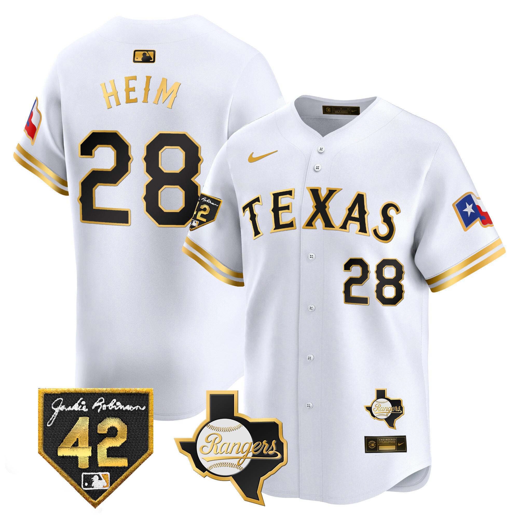 Men's Texas Rangers 2024 Jackie Robinson Patch Vapor Premier Limited Jersey - All Stitched