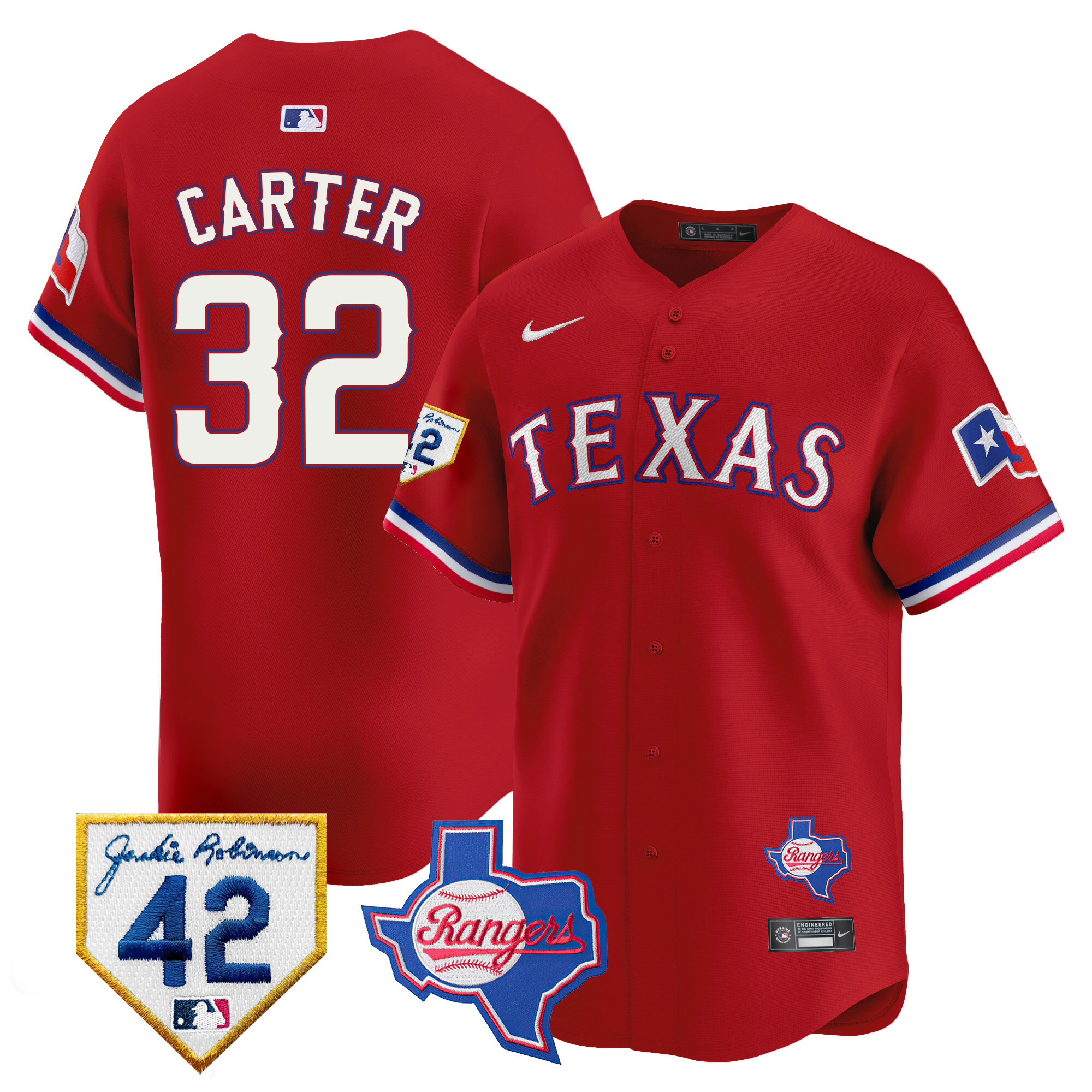 Men's Texas Rangers 2024 Jackie Robinson Patch Vapor Premier Limited Jersey - All Stitched
