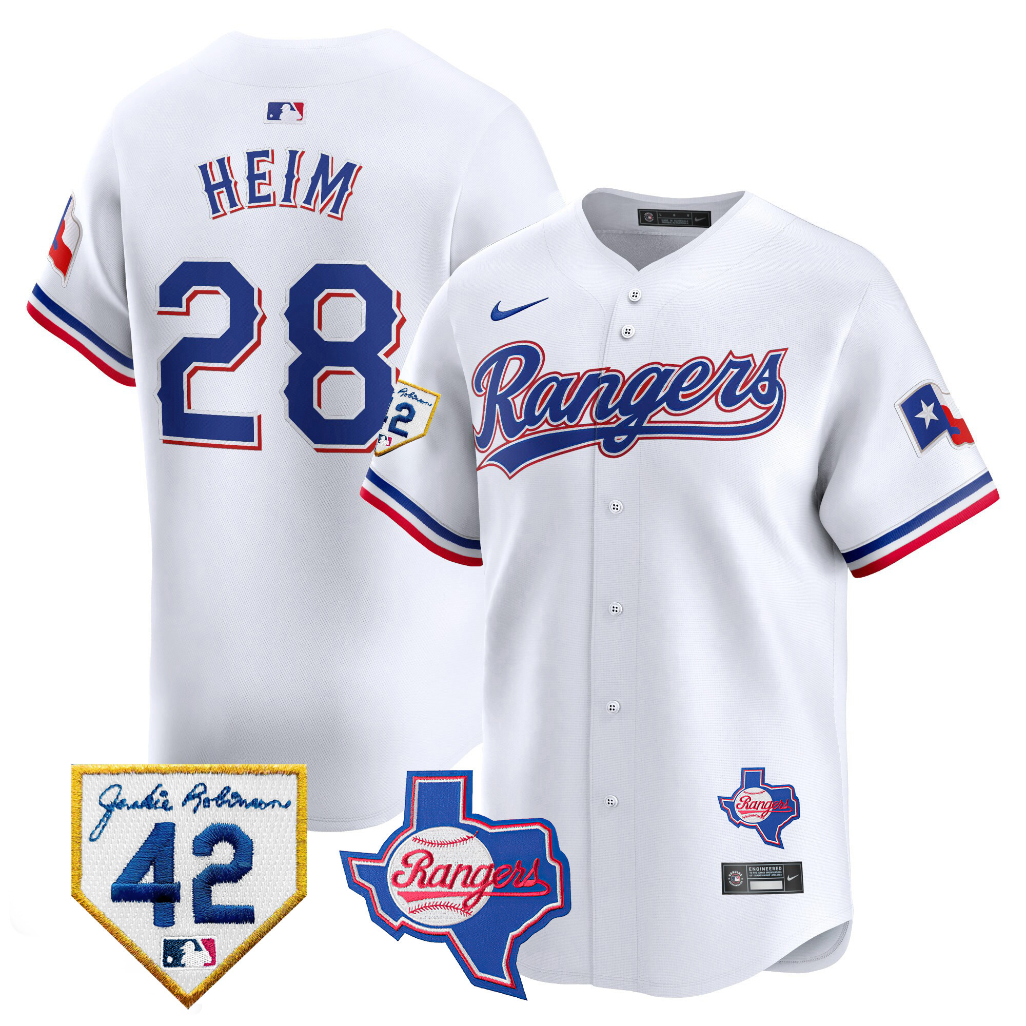 Men's Texas Rangers 2024 Jackie Robinson Patch Vapor Premier Limited Jersey - All Stitched