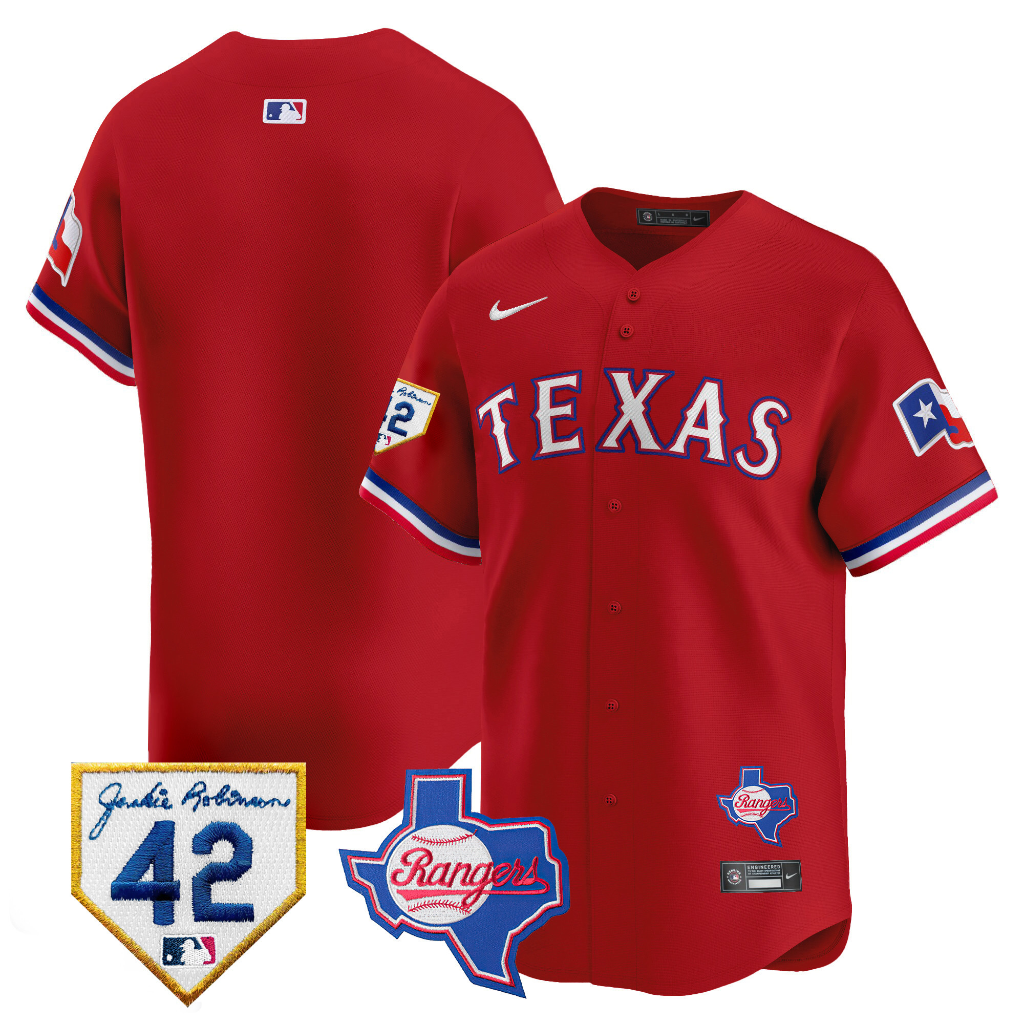 Men's Texas Rangers 2024 Jackie Robinson Patch Vapor Premier Limited Jersey - All Stitched
