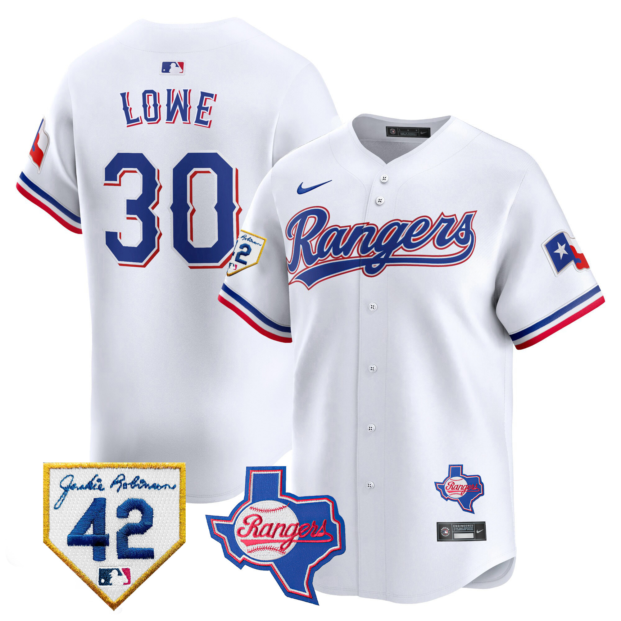 Men's Texas Rangers 2024 Jackie Robinson Patch Vapor Premier Limited Jersey - All Stitched