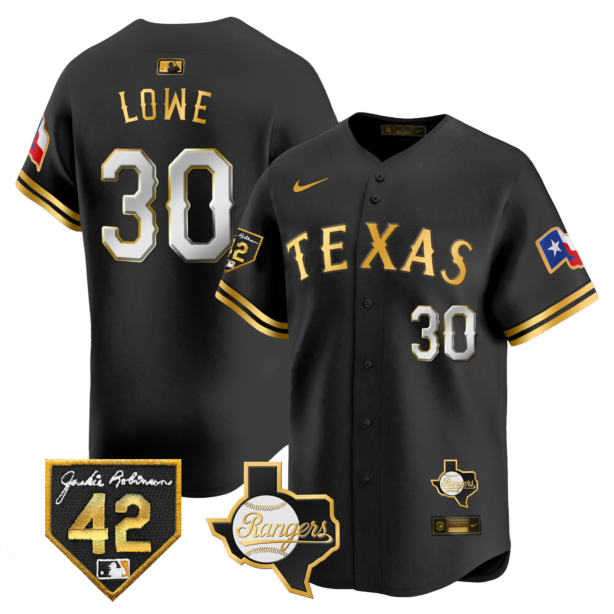 Men's Texas Rangers 2024 Jackie Robinson Patch Vapor Premier Limited Jersey - All Stitched