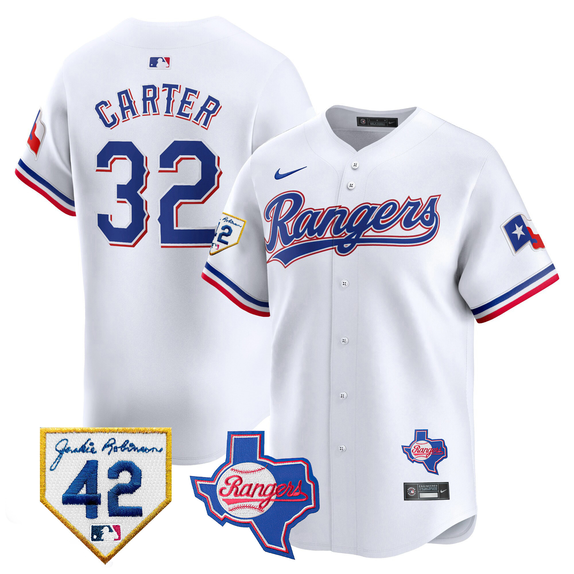 Men's Texas Rangers 2024 Jackie Robinson Patch Vapor Premier Limited Jersey - All Stitched