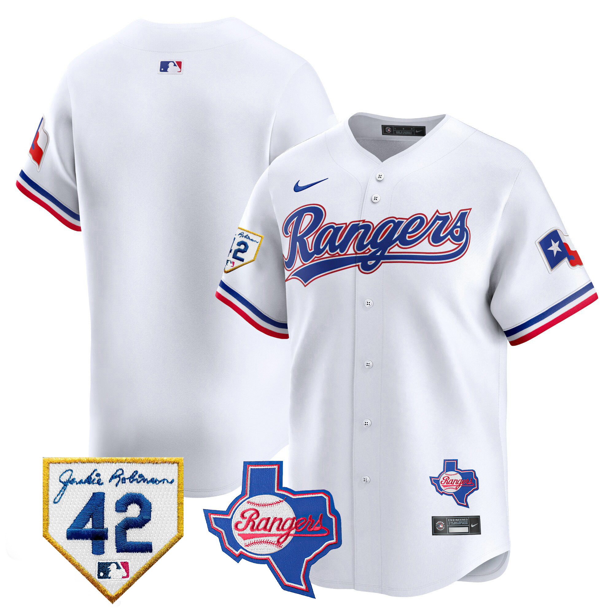 Men's Texas Rangers 2024 Jackie Robinson Patch Vapor Premier Limited Jersey - All Stitched