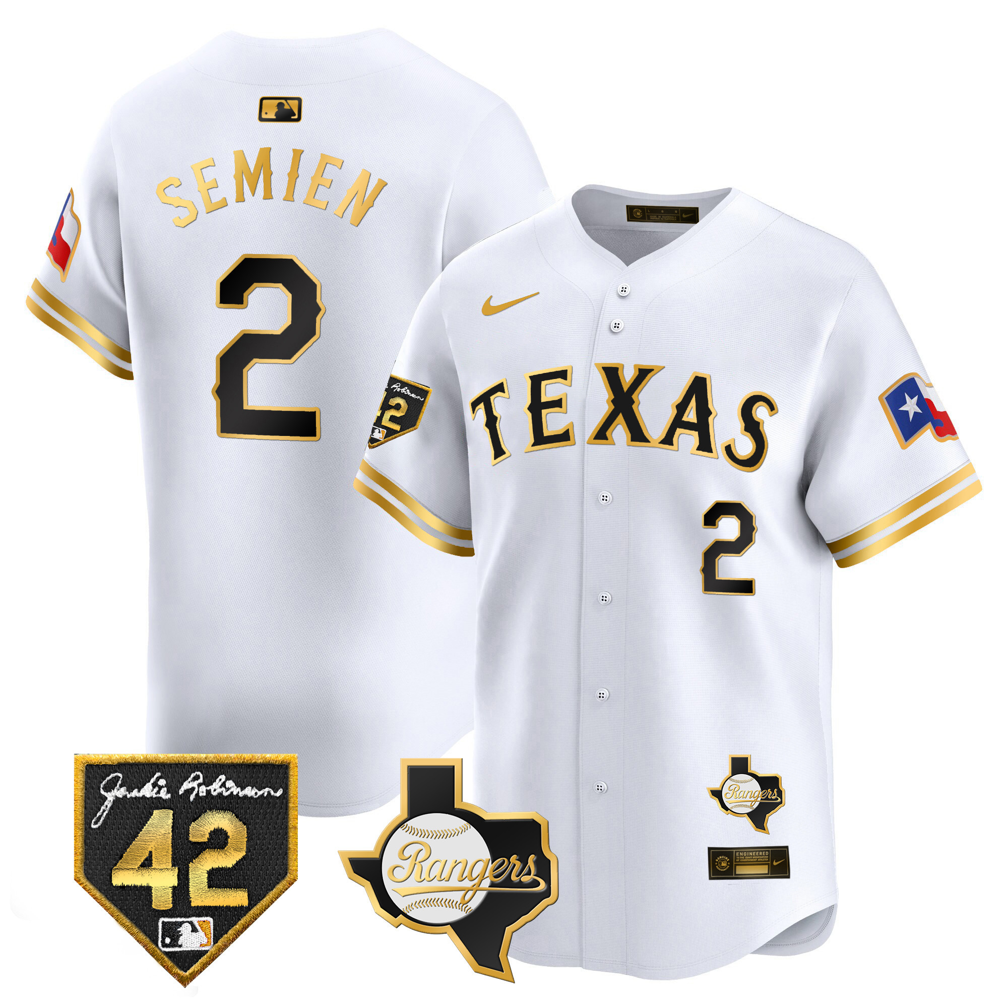 Men's Texas Rangers 2024 Jackie Robinson Patch Vapor Premier Limited Jersey - All Stitched