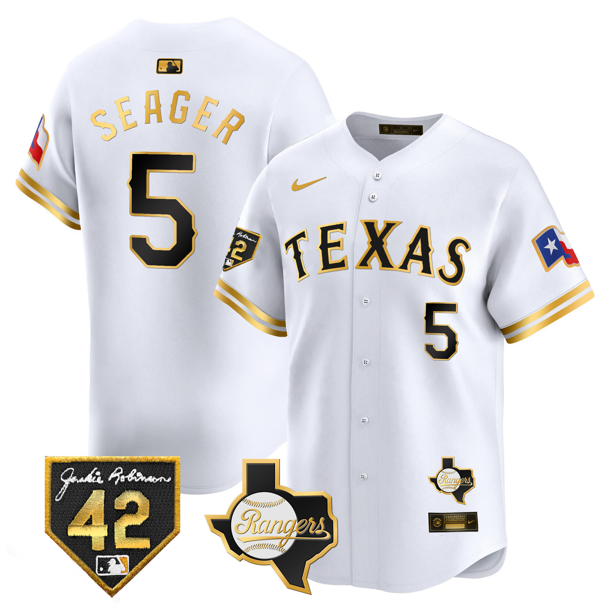 Men's Texas Rangers 2024 Jackie Robinson Patch Vapor Premier Limited Jersey - All Stitched
