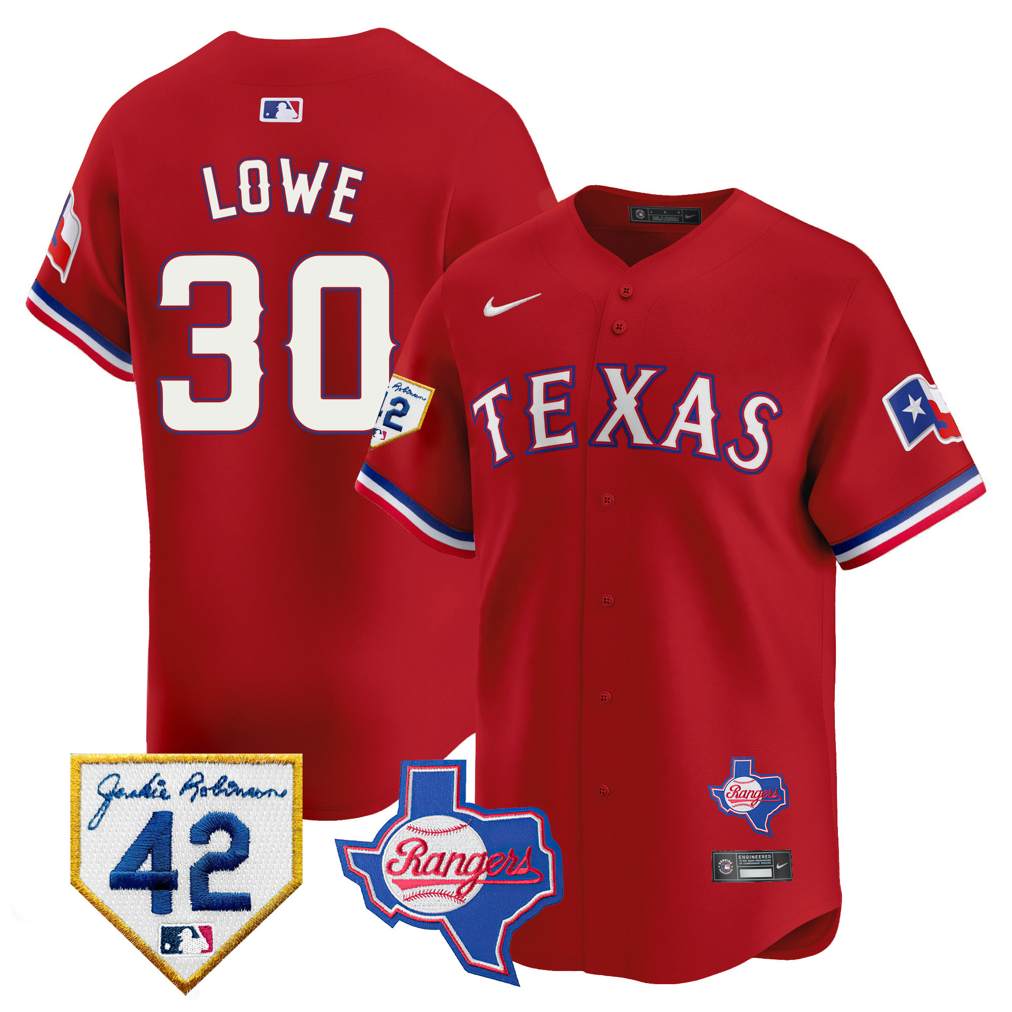 Men's Texas Rangers 2024 Jackie Robinson Patch Vapor Premier Limited Jersey - All Stitched