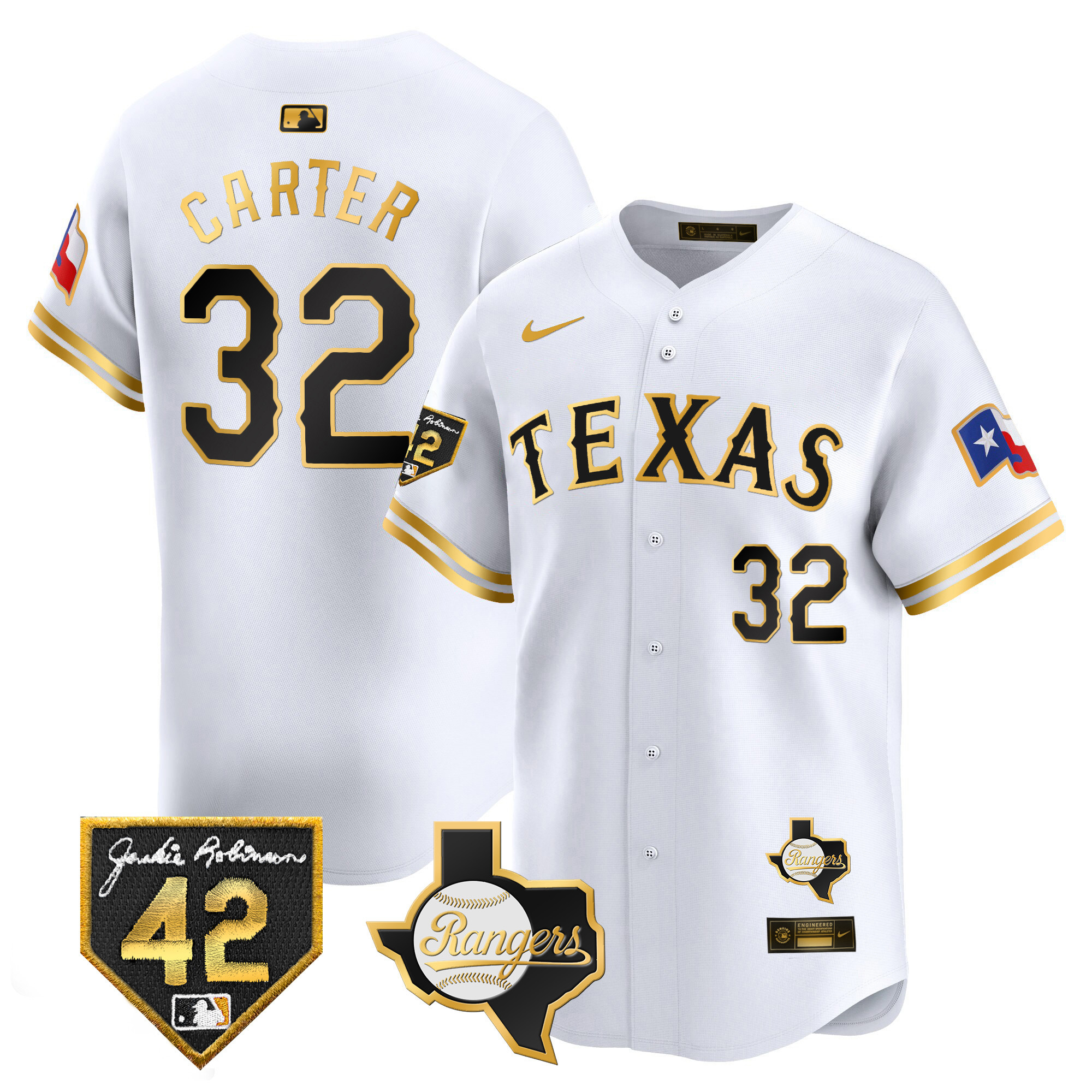 Men's Texas Rangers 2024 Jackie Robinson Patch Vapor Premier Limited Jersey - All Stitched