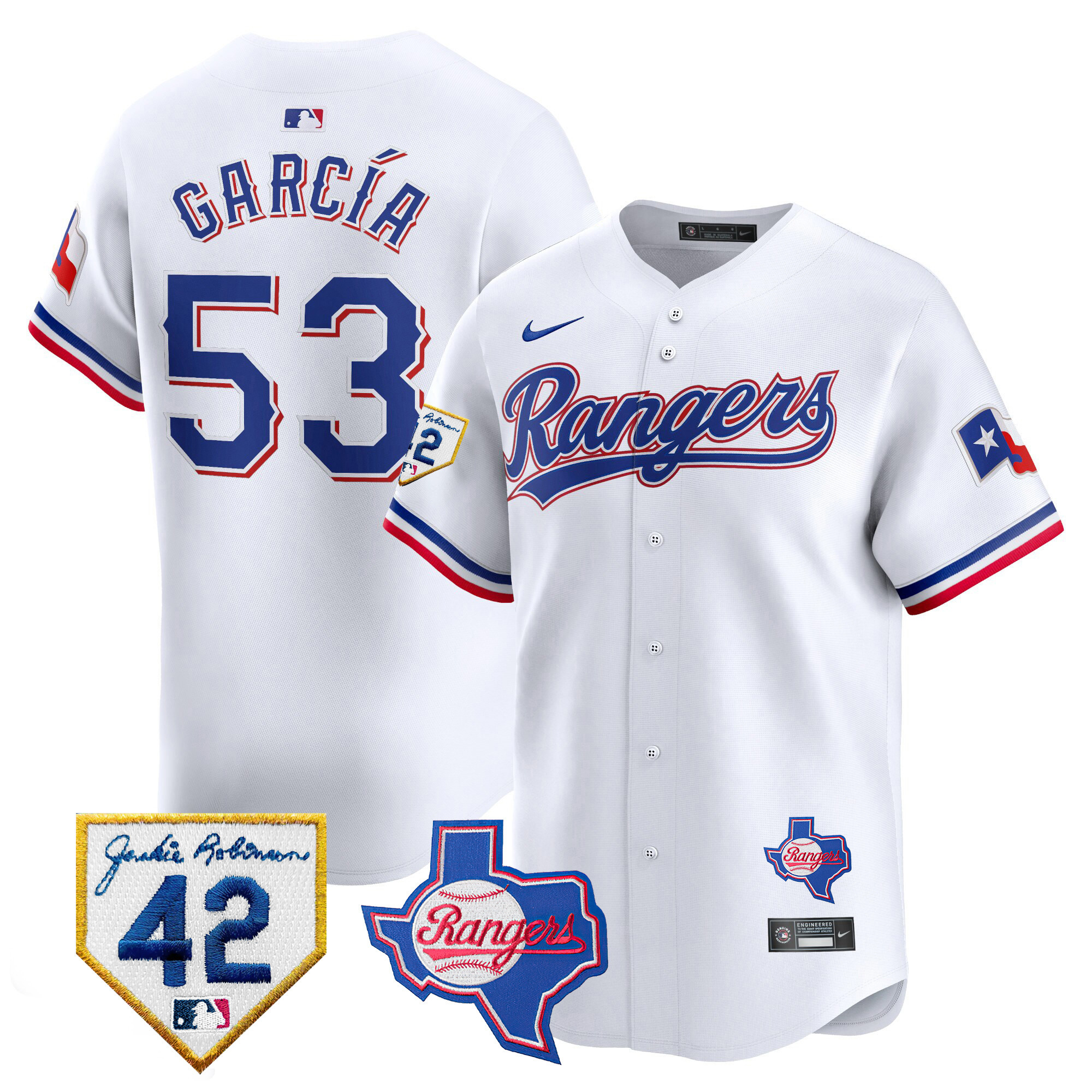 Men's Texas Rangers 2024 Jackie Robinson Patch Vapor Premier Limited Jersey - All Stitched