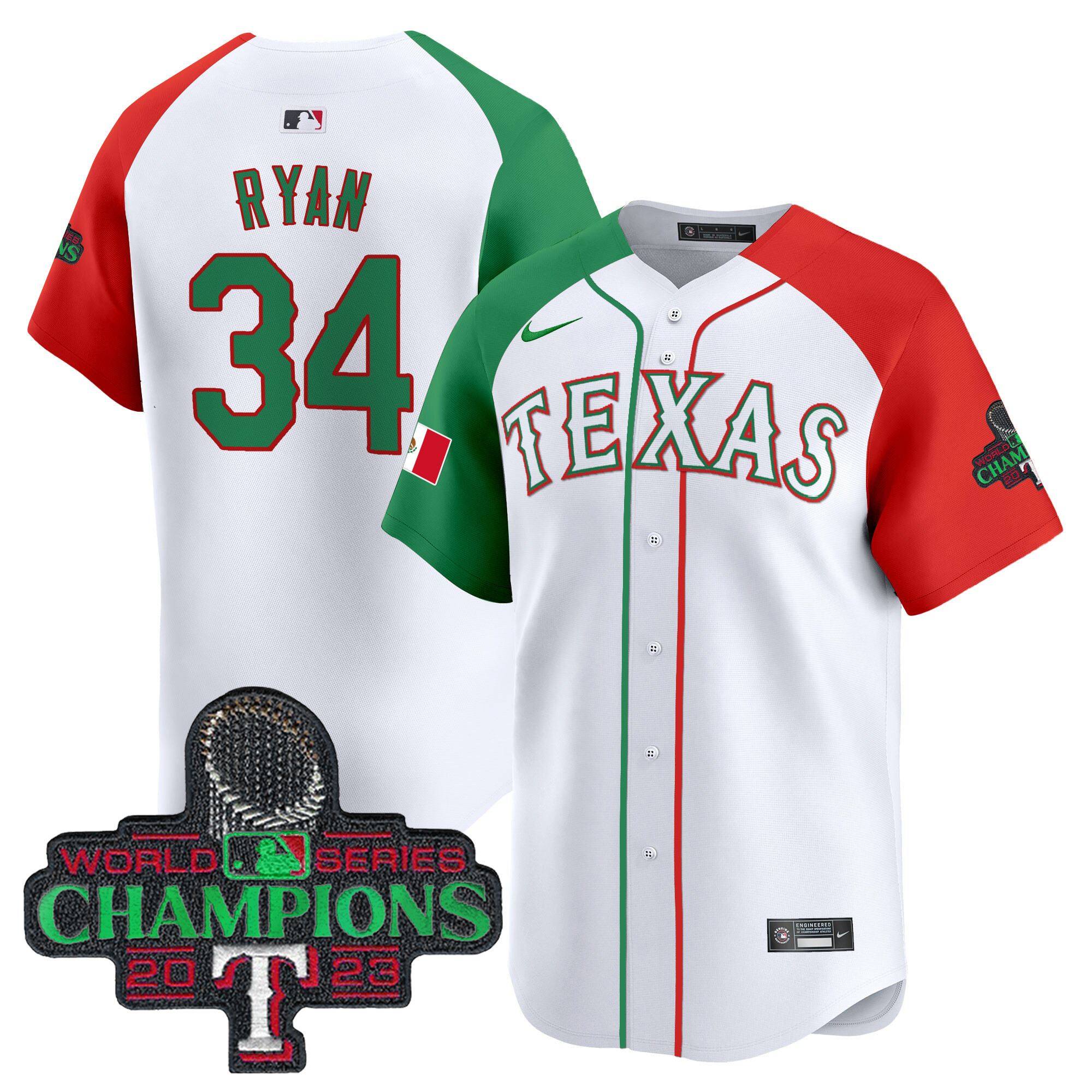Men's Texas Rangers Mexico Champions Patch Vapor Premier Limited Jersey - All Stitched