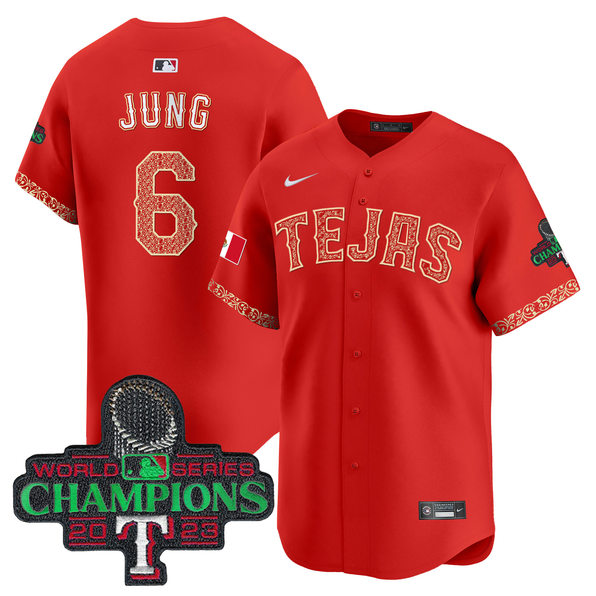 Men's Texas Rangers Mexico Champions Patch Vapor Premier Limited Jersey - All Stitched