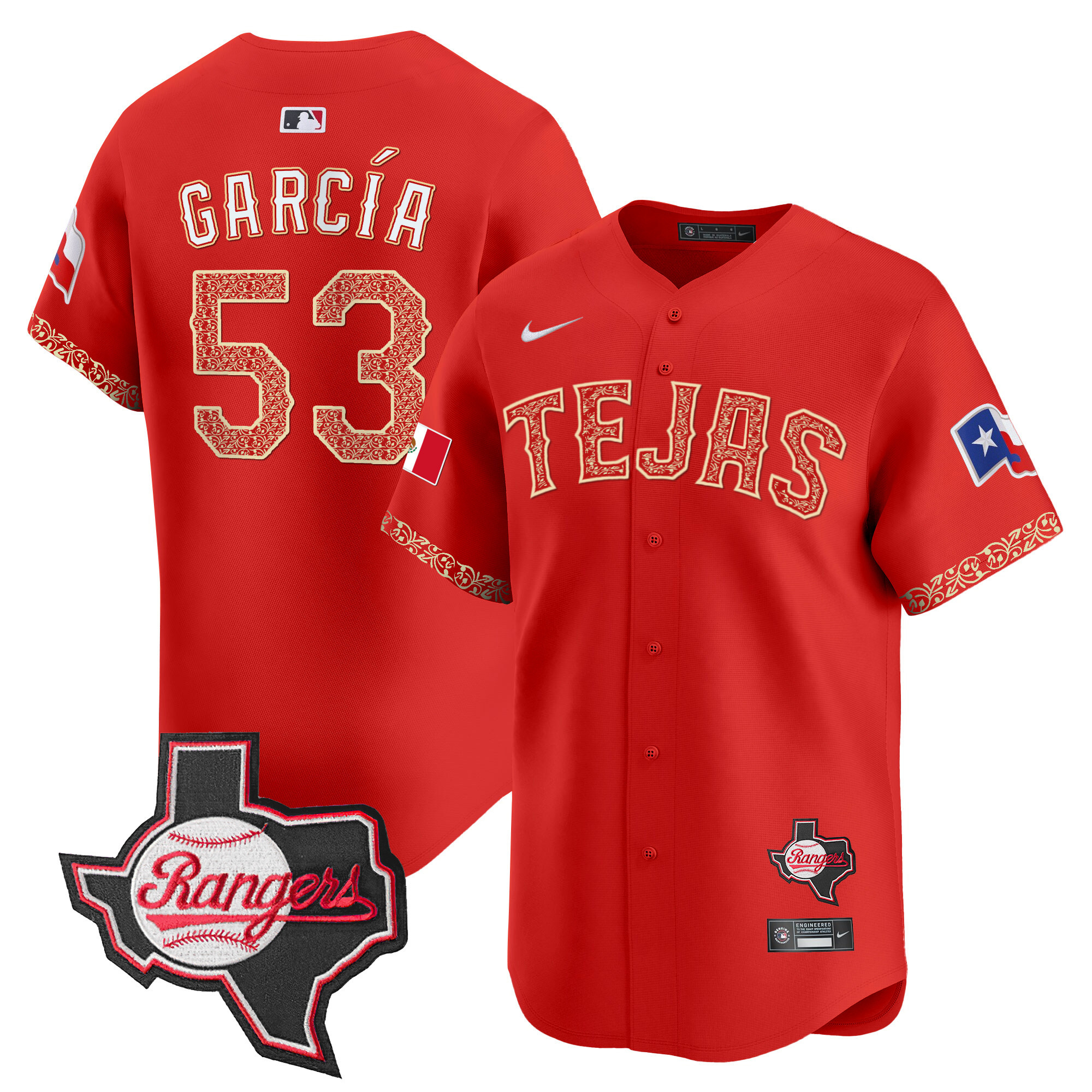 Men's Texas Rangers Mexico Texas Patch Vapor Premier Limited Jersey - All Stitched