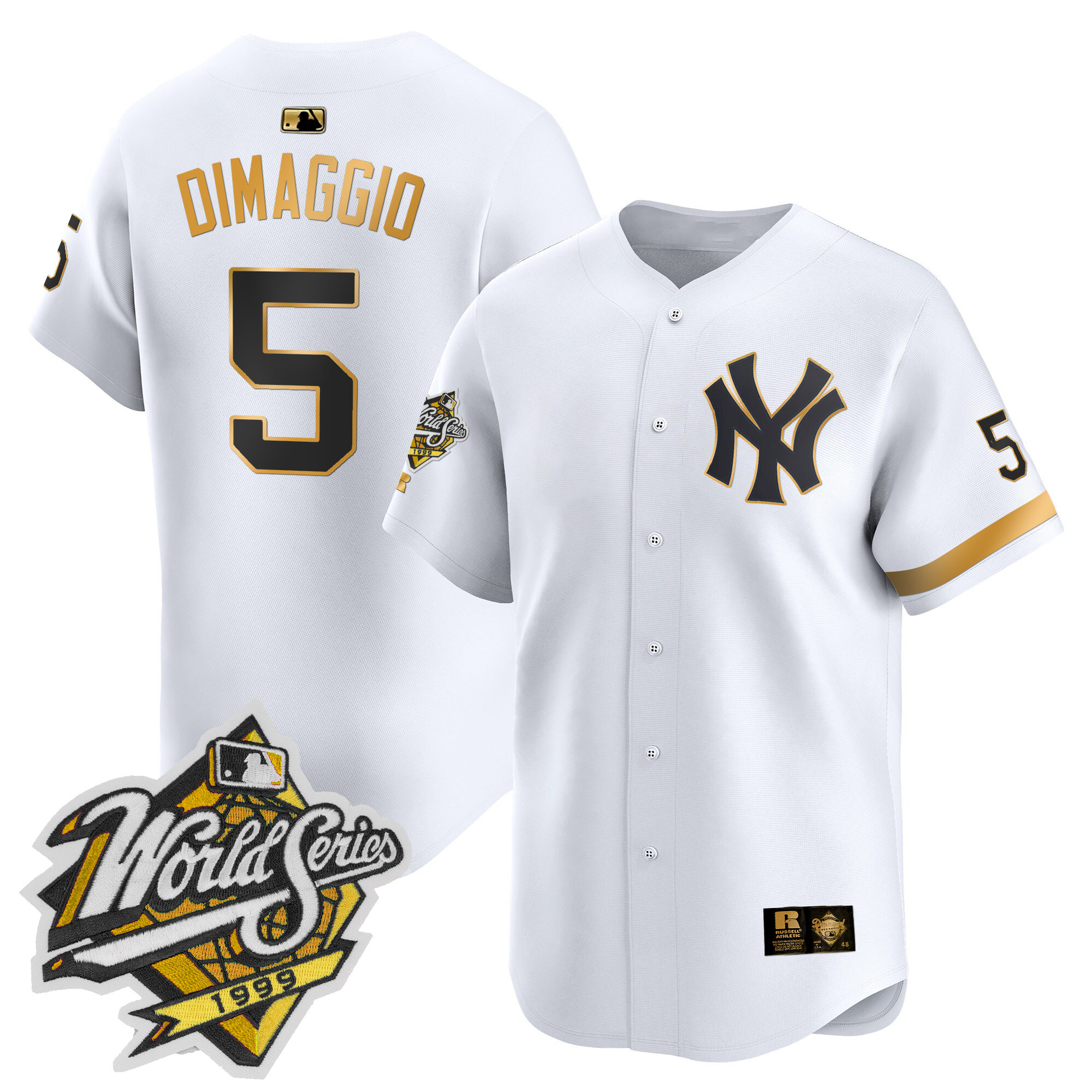 Men's Yankees 1999 Throwback Joe DiMaggio Patch Vapor Premier Limited Jersey - All Stitched