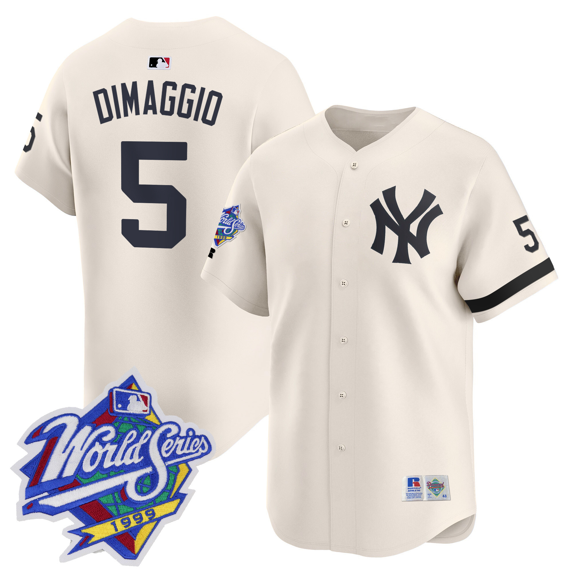Men's Yankees 1999 Throwback Joe DiMaggio Patch Vapor Premier Limited Jersey - All Stitched