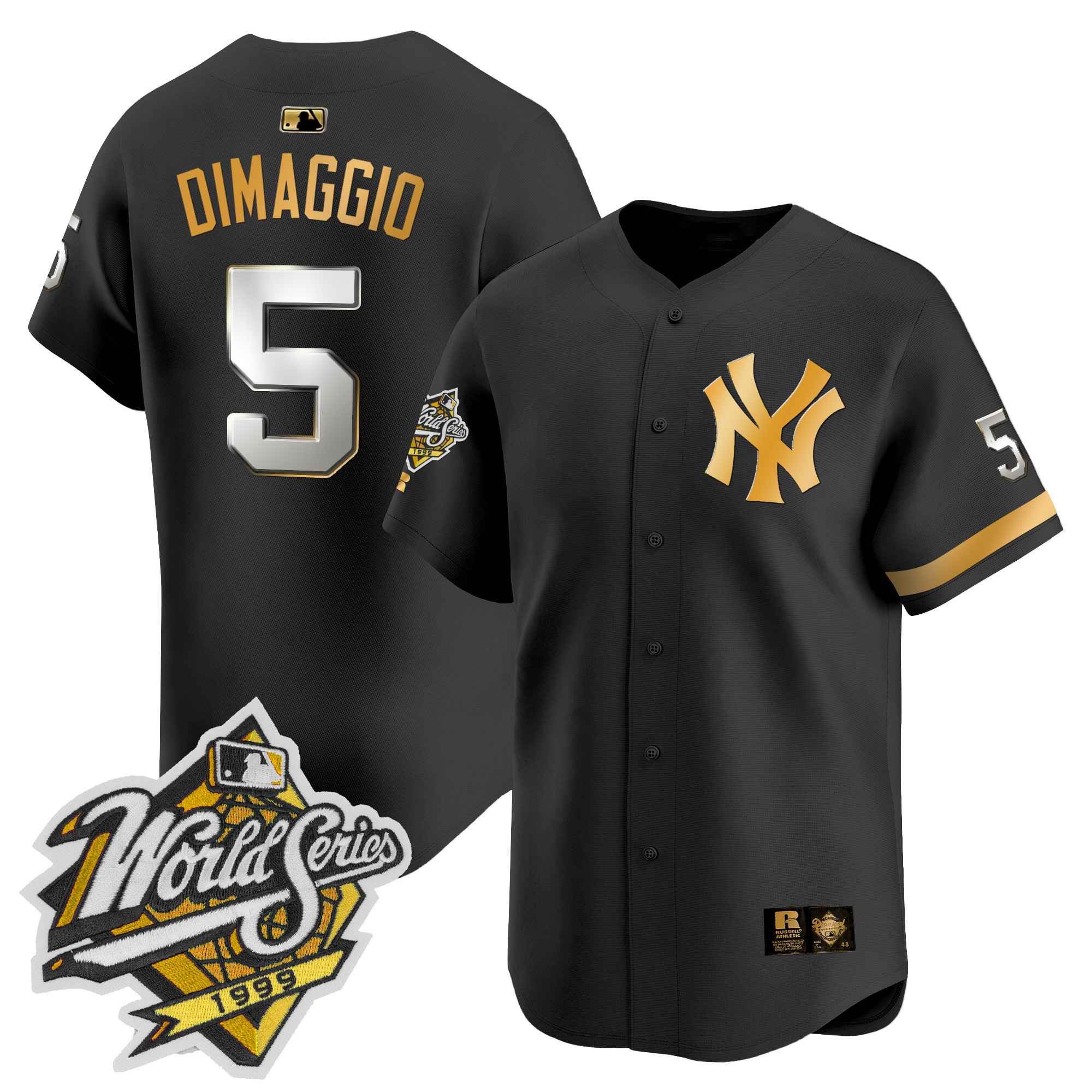 Men's Yankees 1999 Throwback Joe DiMaggio Patch Vapor Premier Limited Jersey - All Stitched