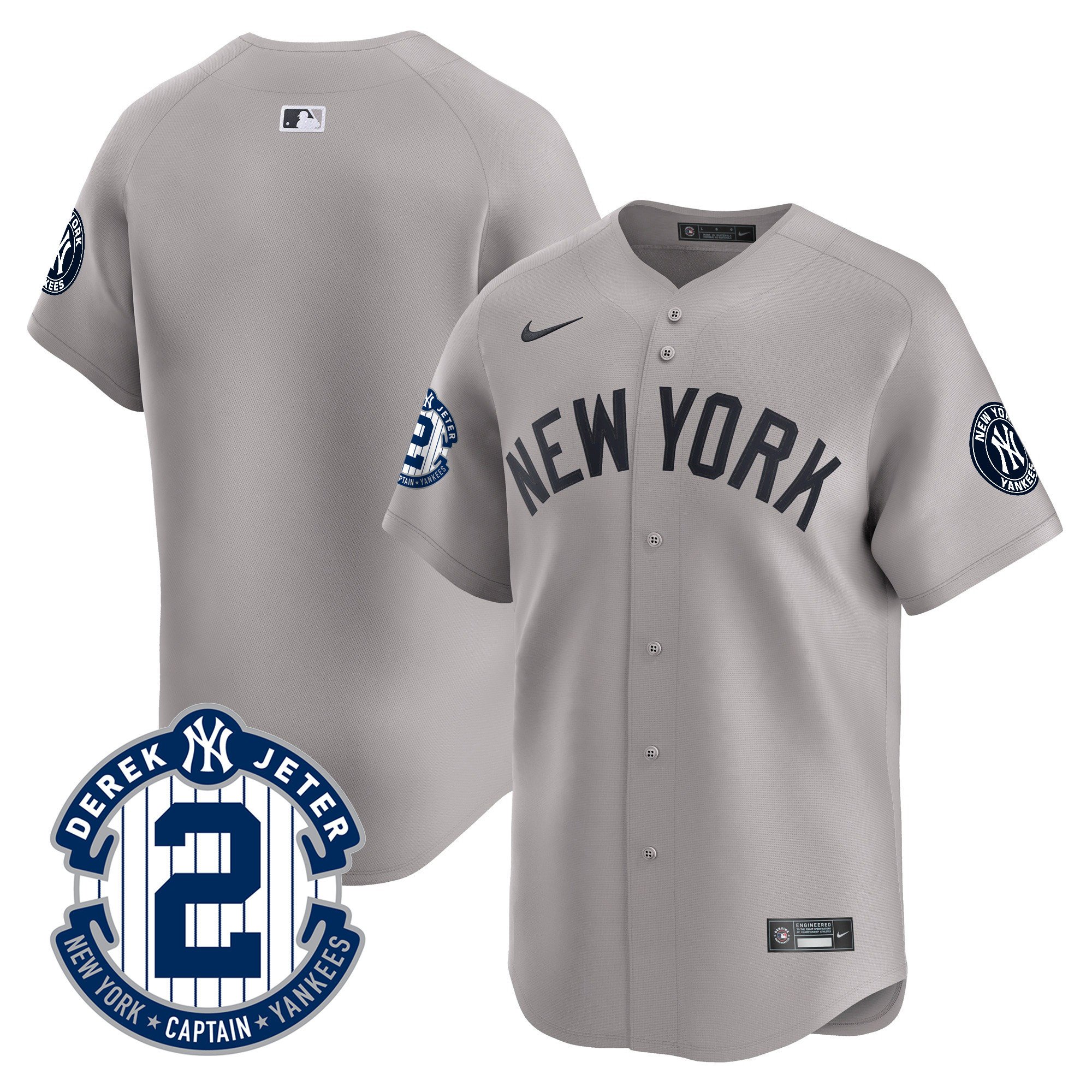 Men's Yankees Derek Jeter Patch Vapor Premier Limited Jersey - All Stitched