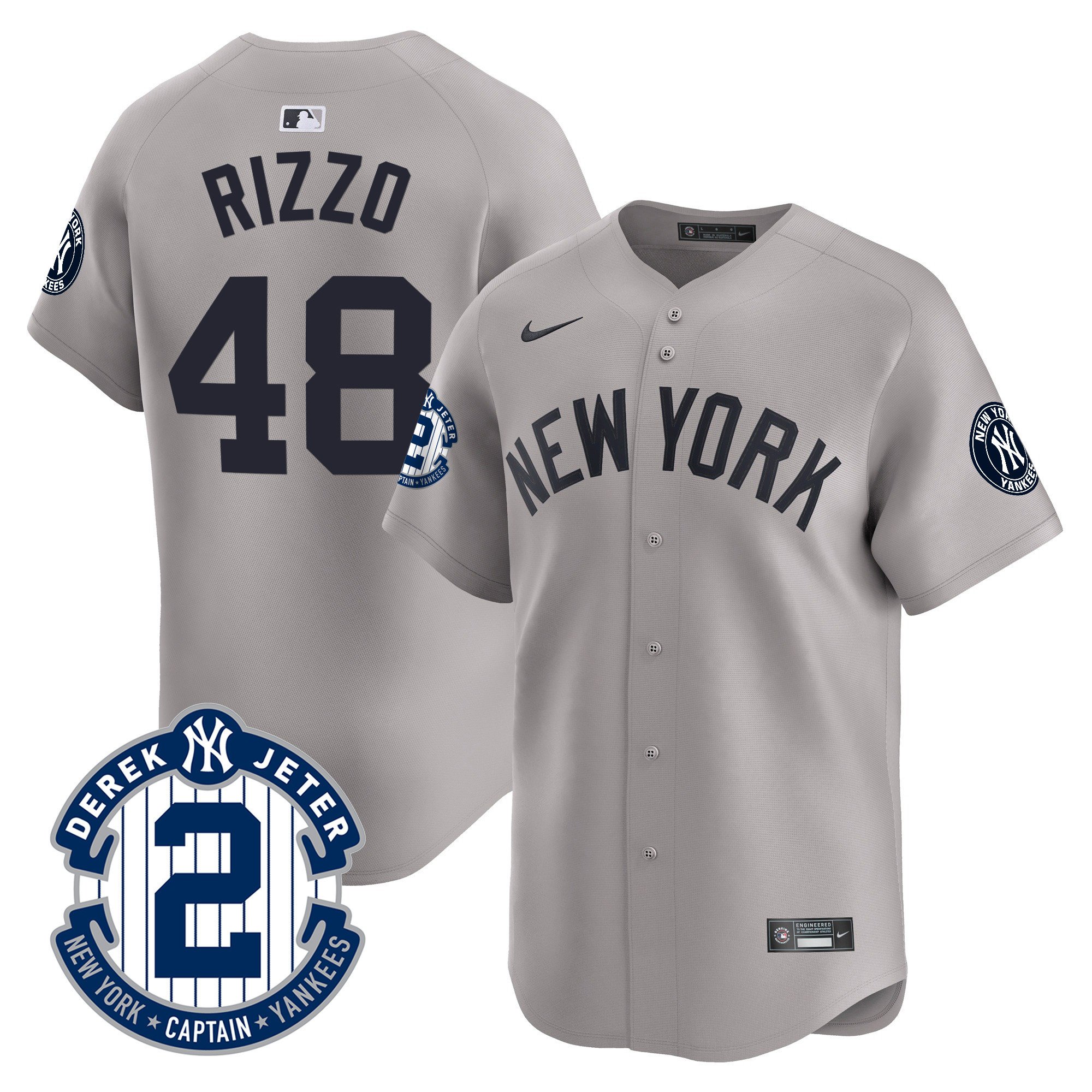 Men's Yankees Derek Jeter Patch Vapor Premier Limited Jersey - All Stitched