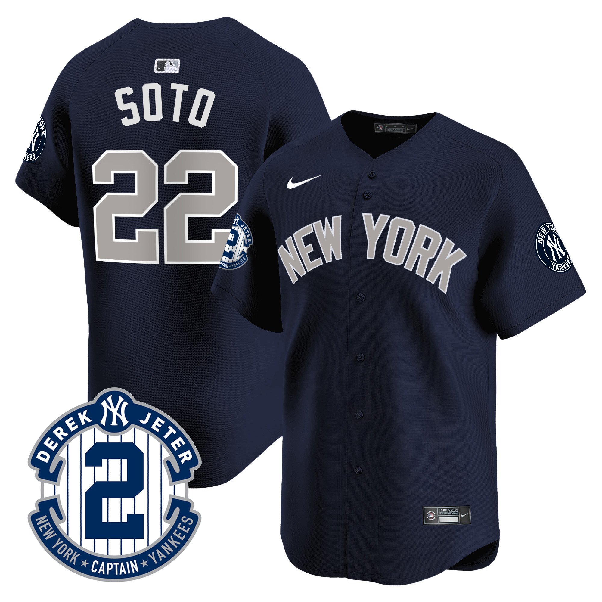 Men's Yankees Derek Jeter Patch Vapor Premier Limited Jersey - All Stitched