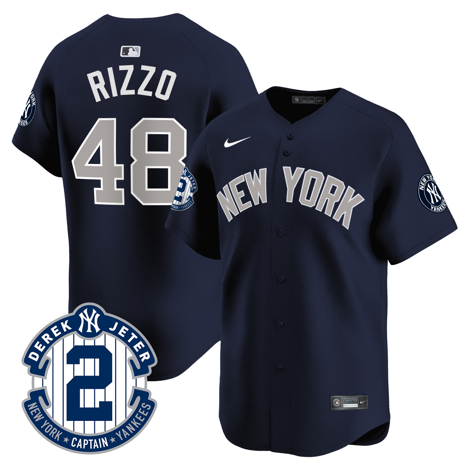 Men's Yankees Derek Jeter Patch Vapor Premier Limited Jersey - All Stitched