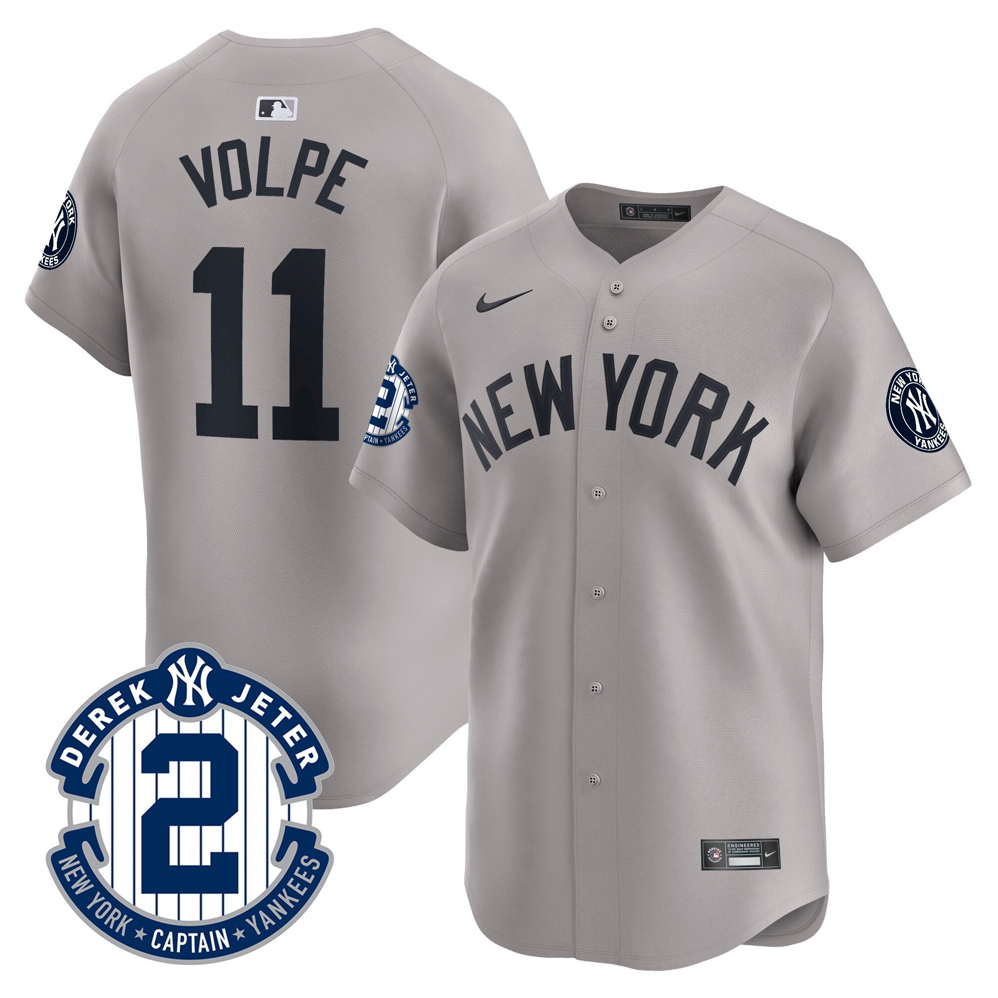 Men's Yankees Derek Jeter Patch Vapor Premier Limited Jersey - All Stitched