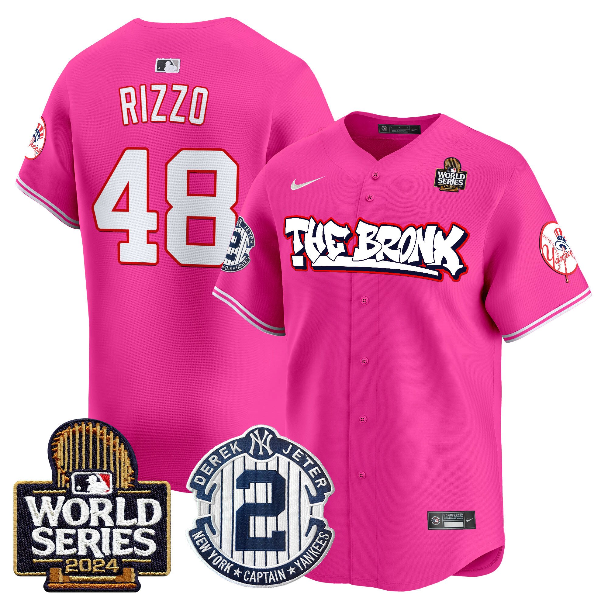 Men's Yankees The Bronx 2024 World Series Vapor Premier Limited Jersey V2 - All Stitched