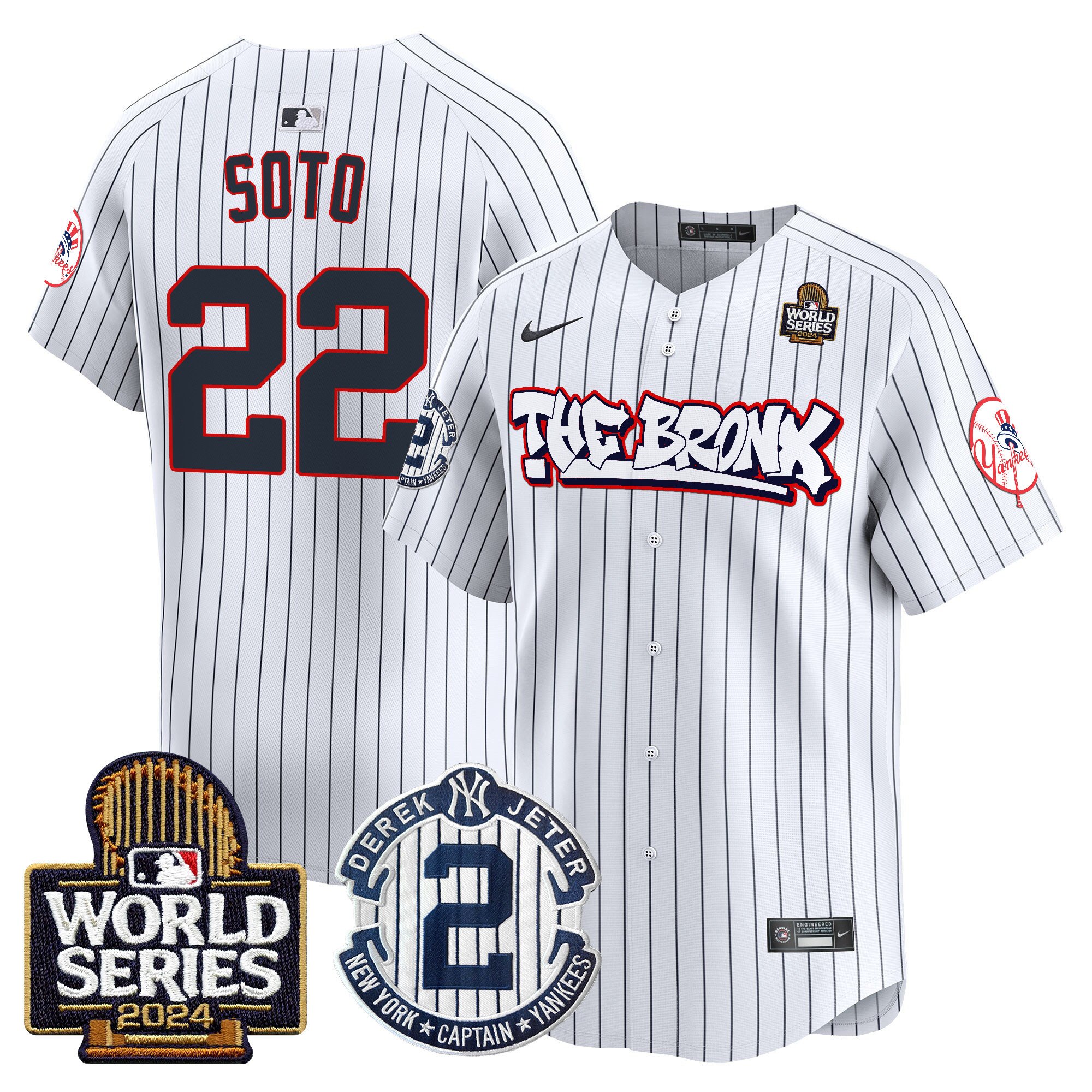 Men's Yankees The Bronx 2024 World Series Vapor Premier Limited Jersey V2 - All Stitched