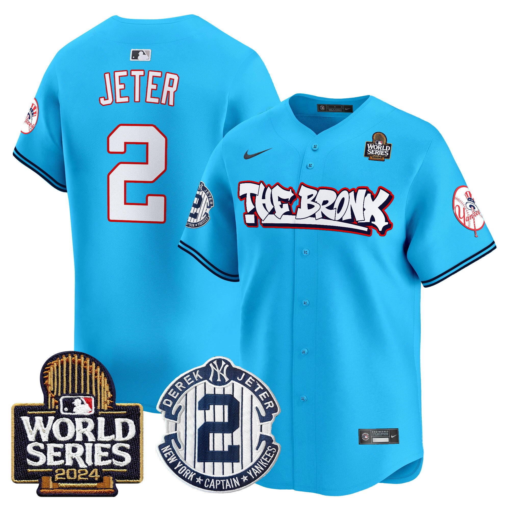 Men's Yankees The Bronx 2024 World Series Vapor Premier Limited Jersey V2 - All Stitched