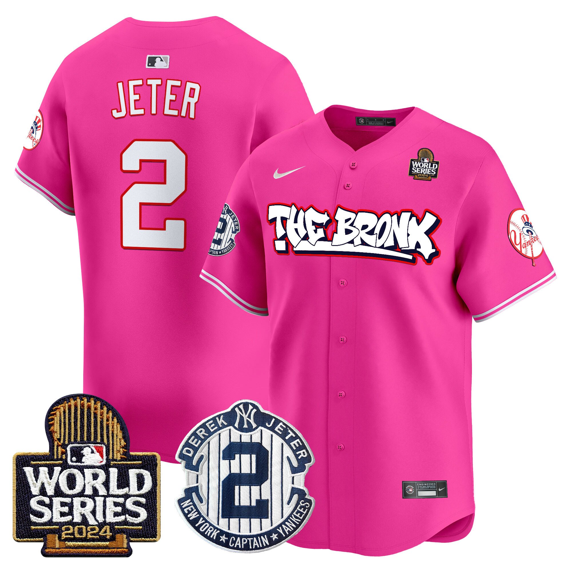 Men's Yankees The Bronx 2024 World Series Vapor Premier Limited Jersey V2 - All Stitched
