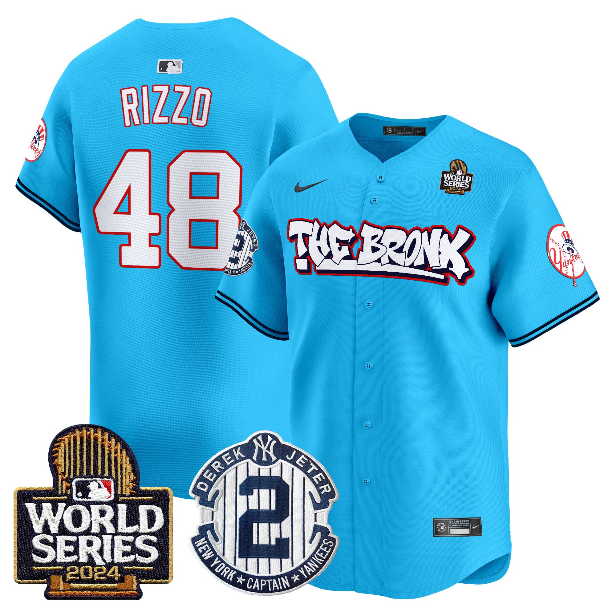 Men's Yankees The Bronx 2024 World Series Vapor Premier Limited Jersey V2 - All Stitched