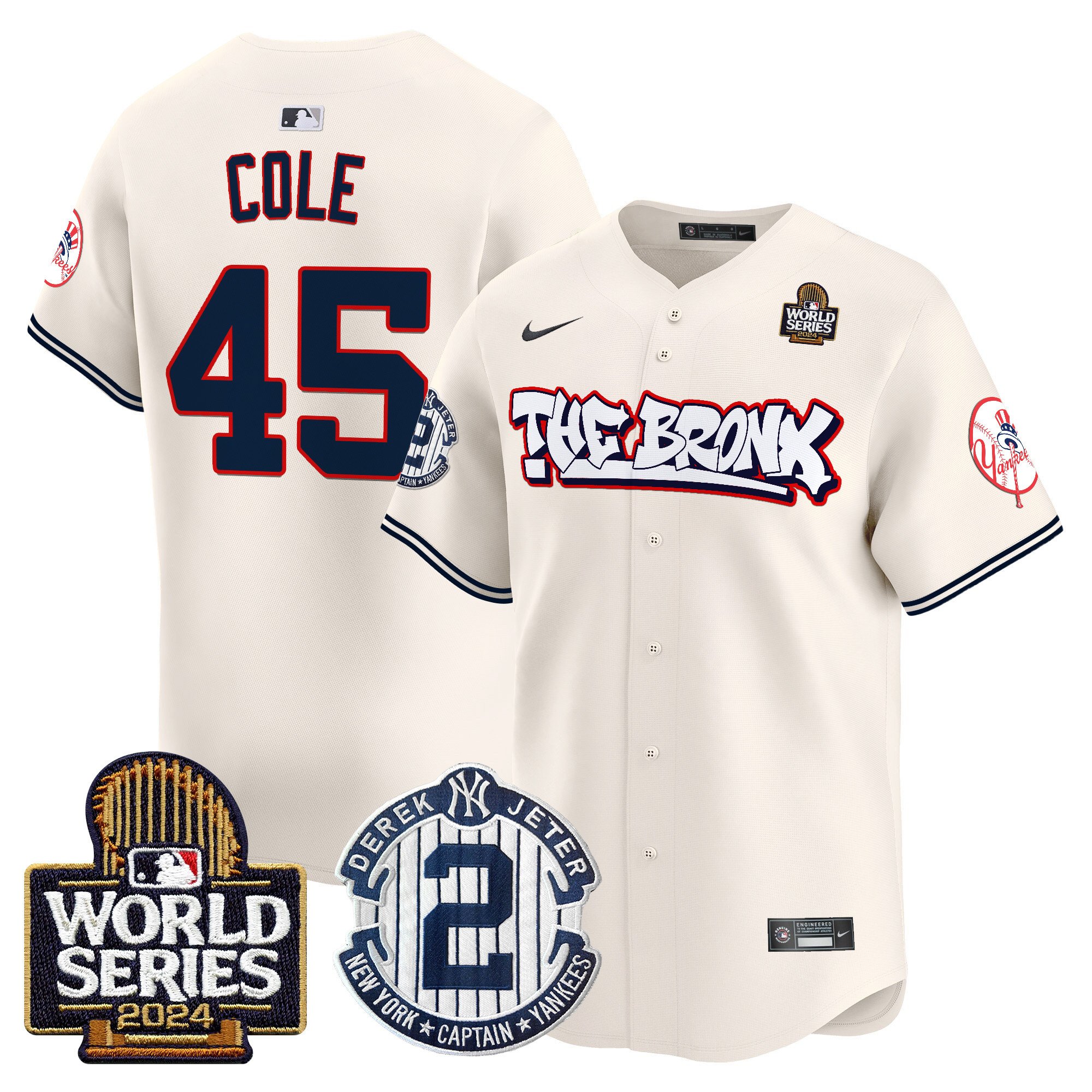 Men's Yankees The Bronx 2024 World Series Vapor Premier Limited Jersey V2 - All Stitched
