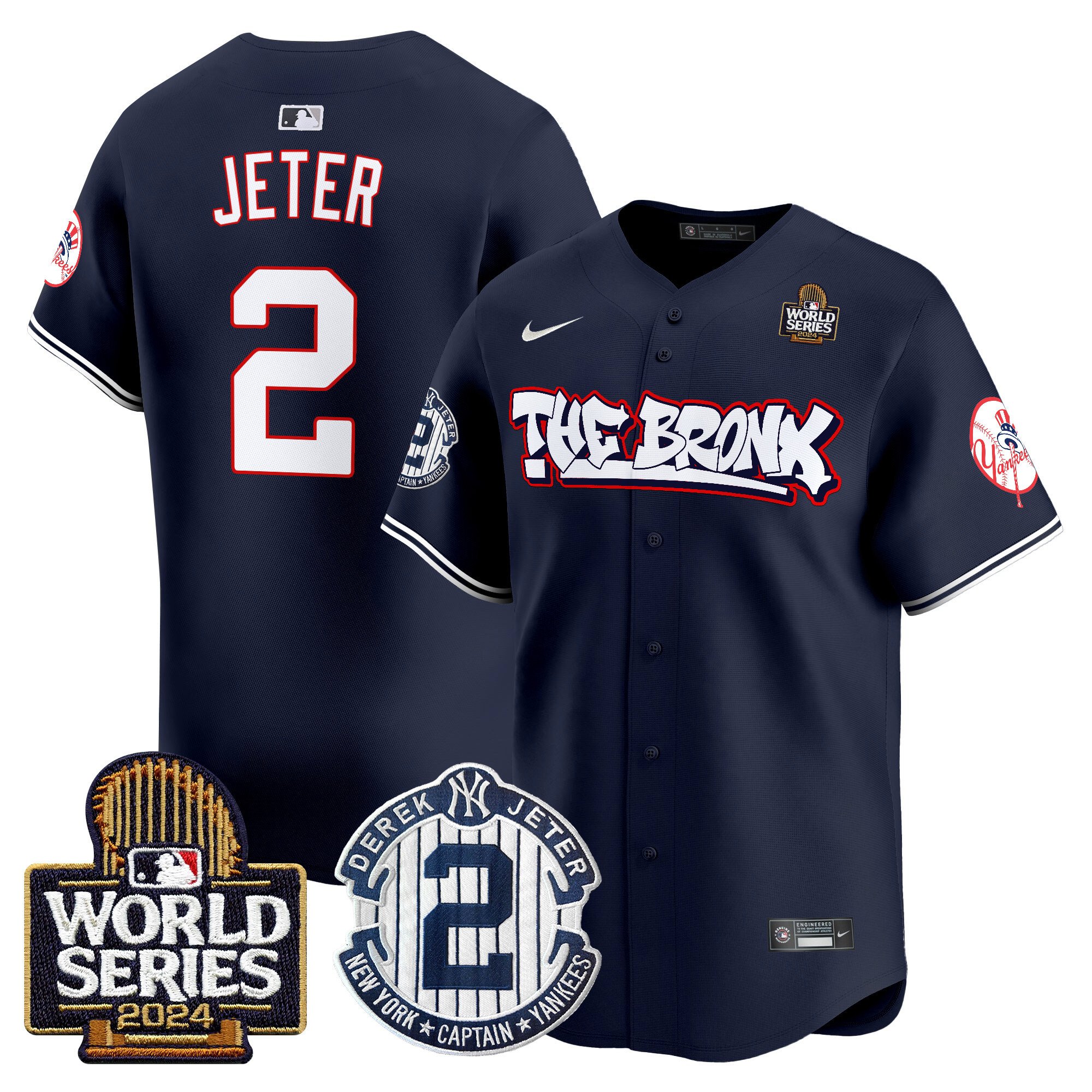 Men's Yankees The Bronx 2024 World Series Vapor Premier Limited Jersey V2 - All Stitched