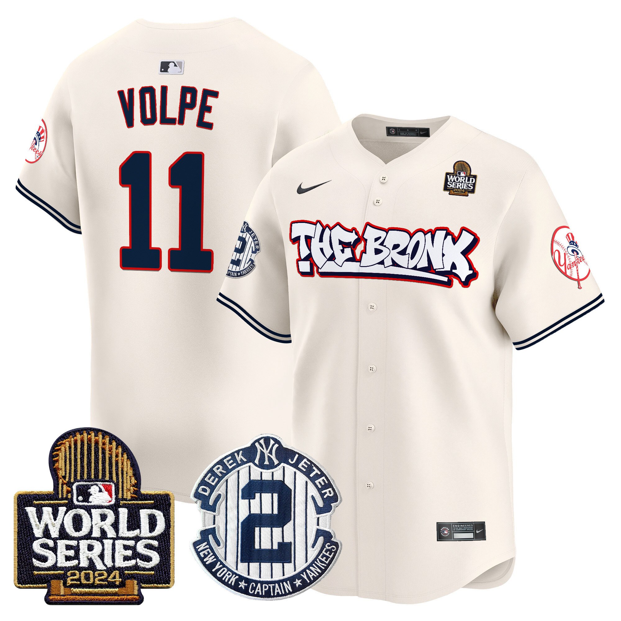 Men's Yankees The Bronx 2024 World Series Vapor Premier Limited Jersey V2 - All Stitched