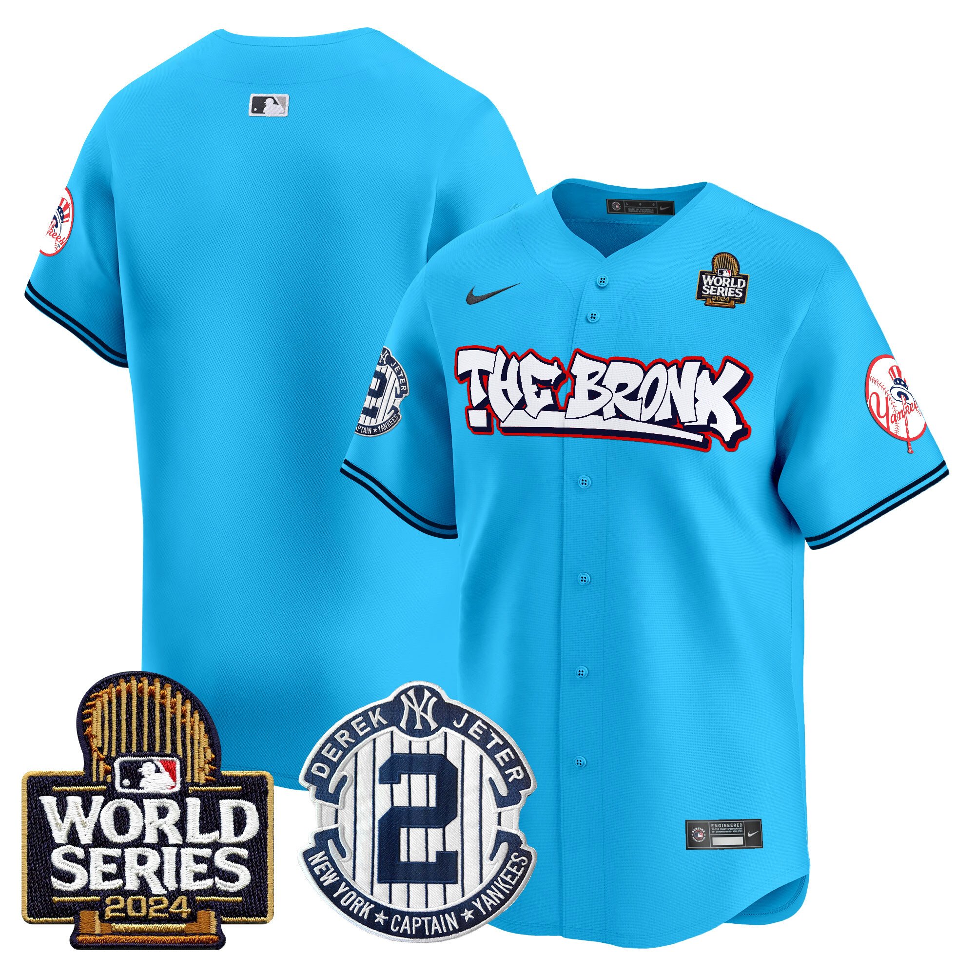 Men's Yankees The Bronx 2024 World Series Vapor Premier Limited Jersey V2 - All Stitched
