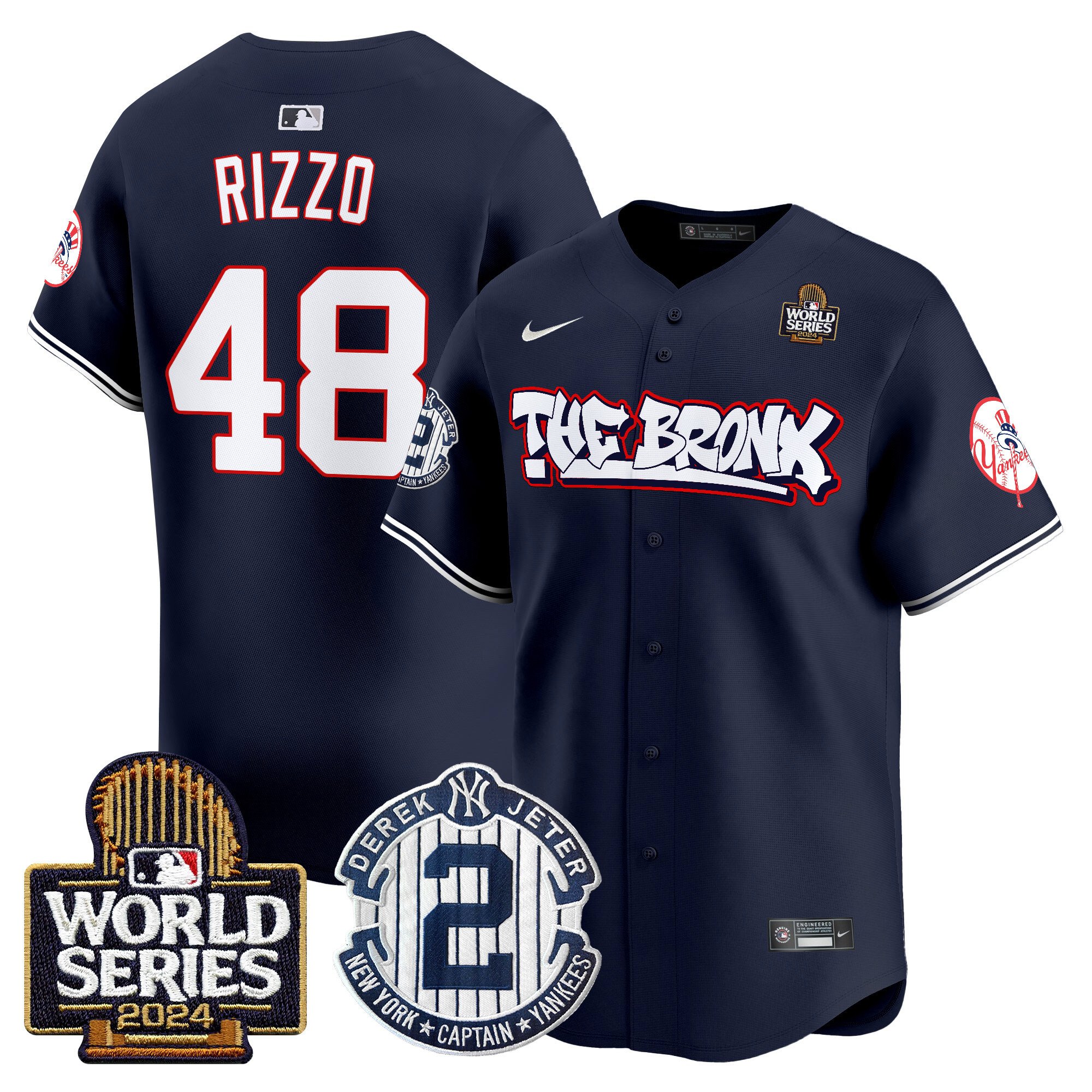 Men's Yankees The Bronx 2024 World Series Vapor Premier Limited Jersey V2 - All Stitched