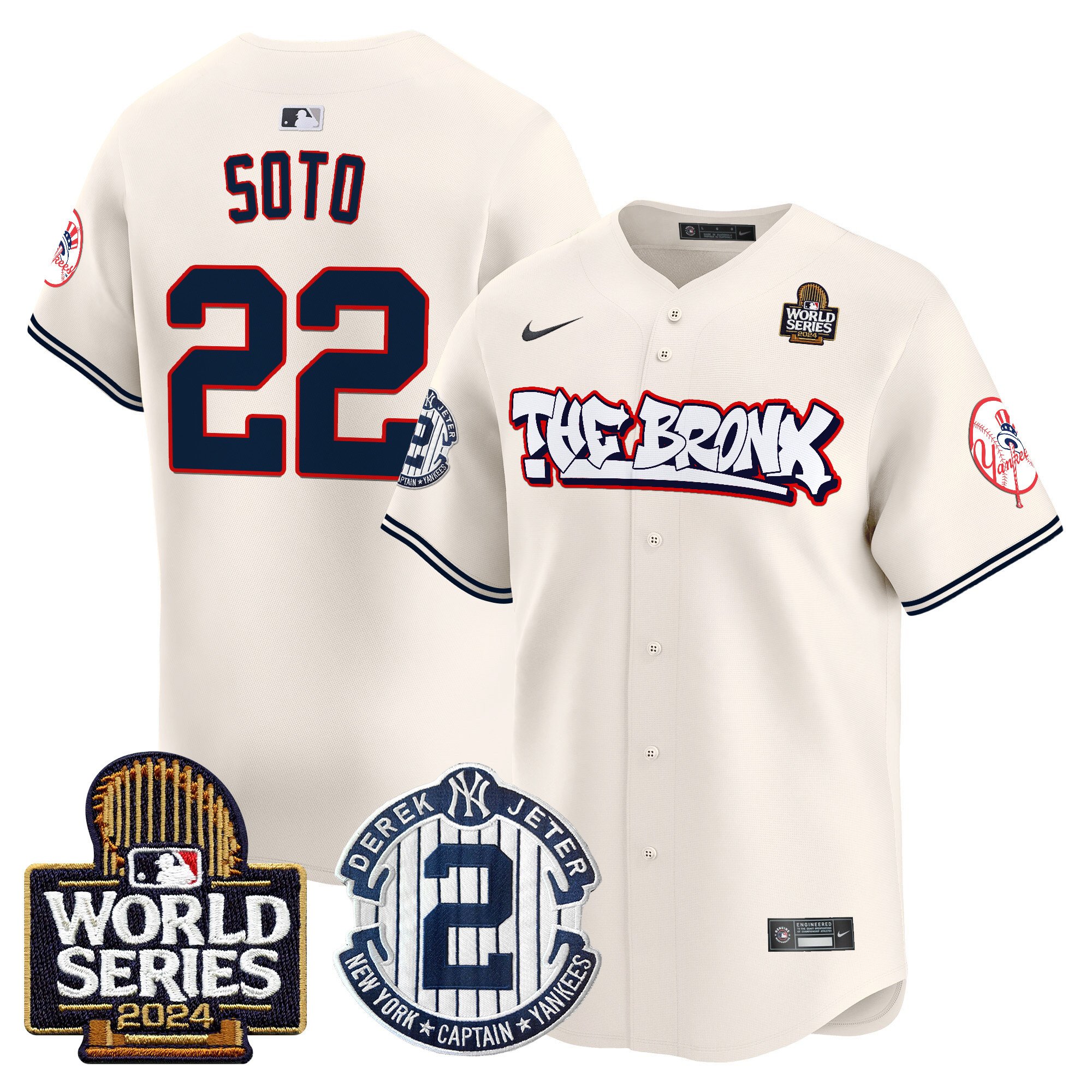 Men's Yankees The Bronx 2024 World Series Vapor Premier Limited Jersey V2 - All Stitched
